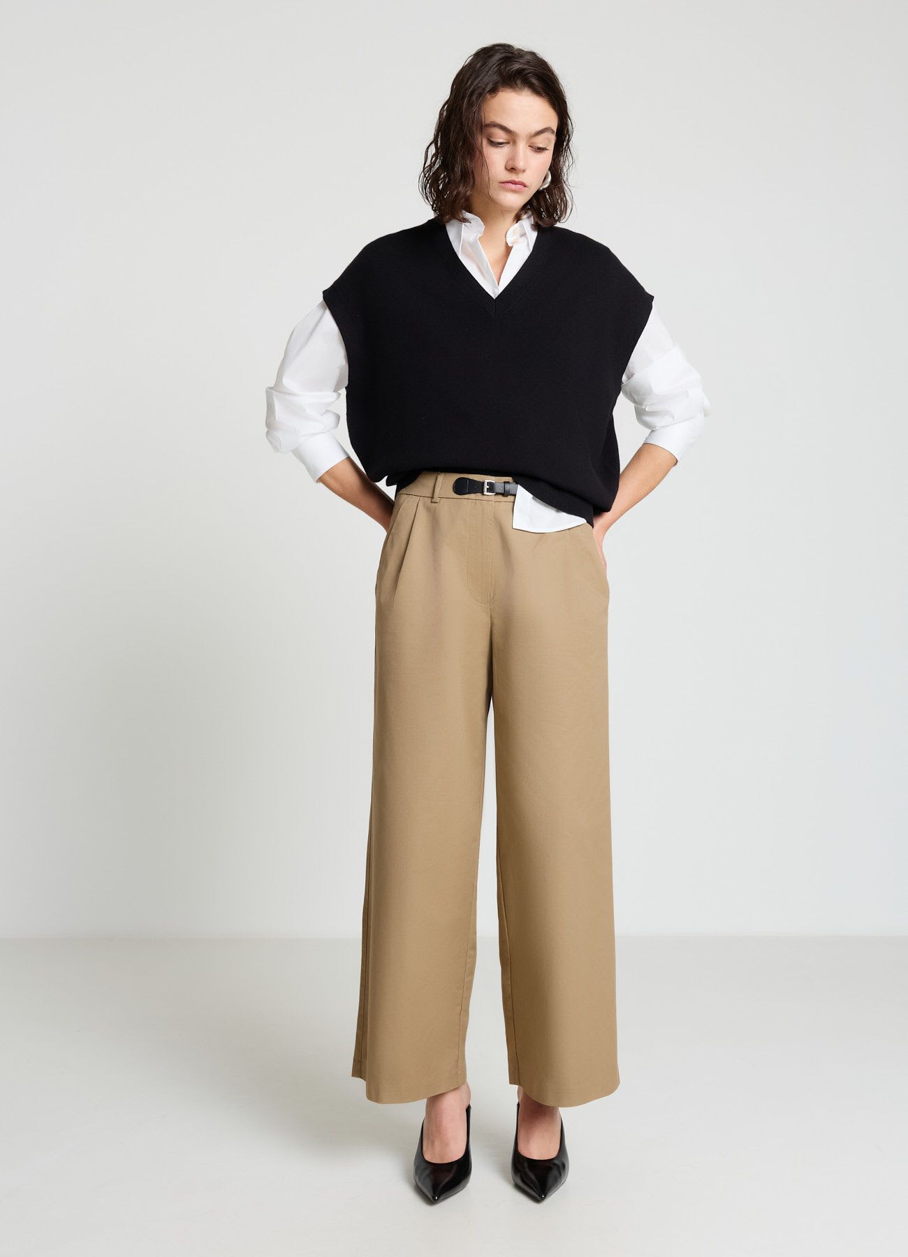 Pantaloni culotte con fibbia