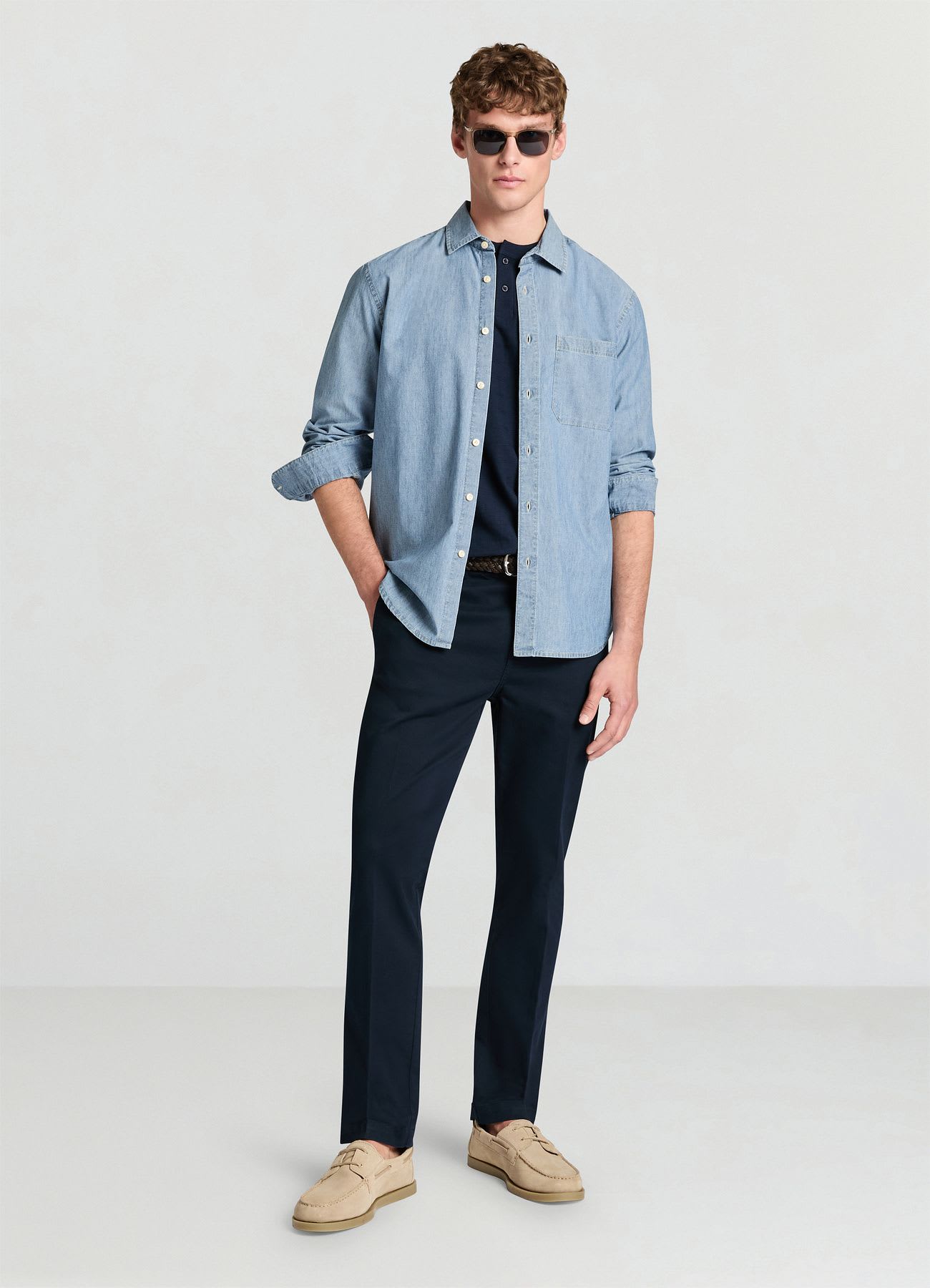 Camicia chambray con taschino