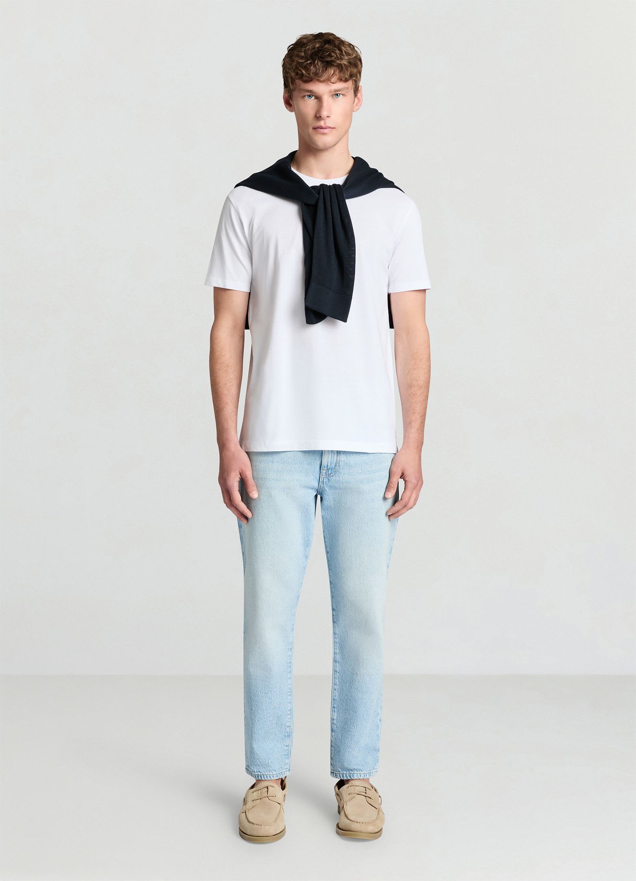 T-shirt a tinta unita in tessuto piquet