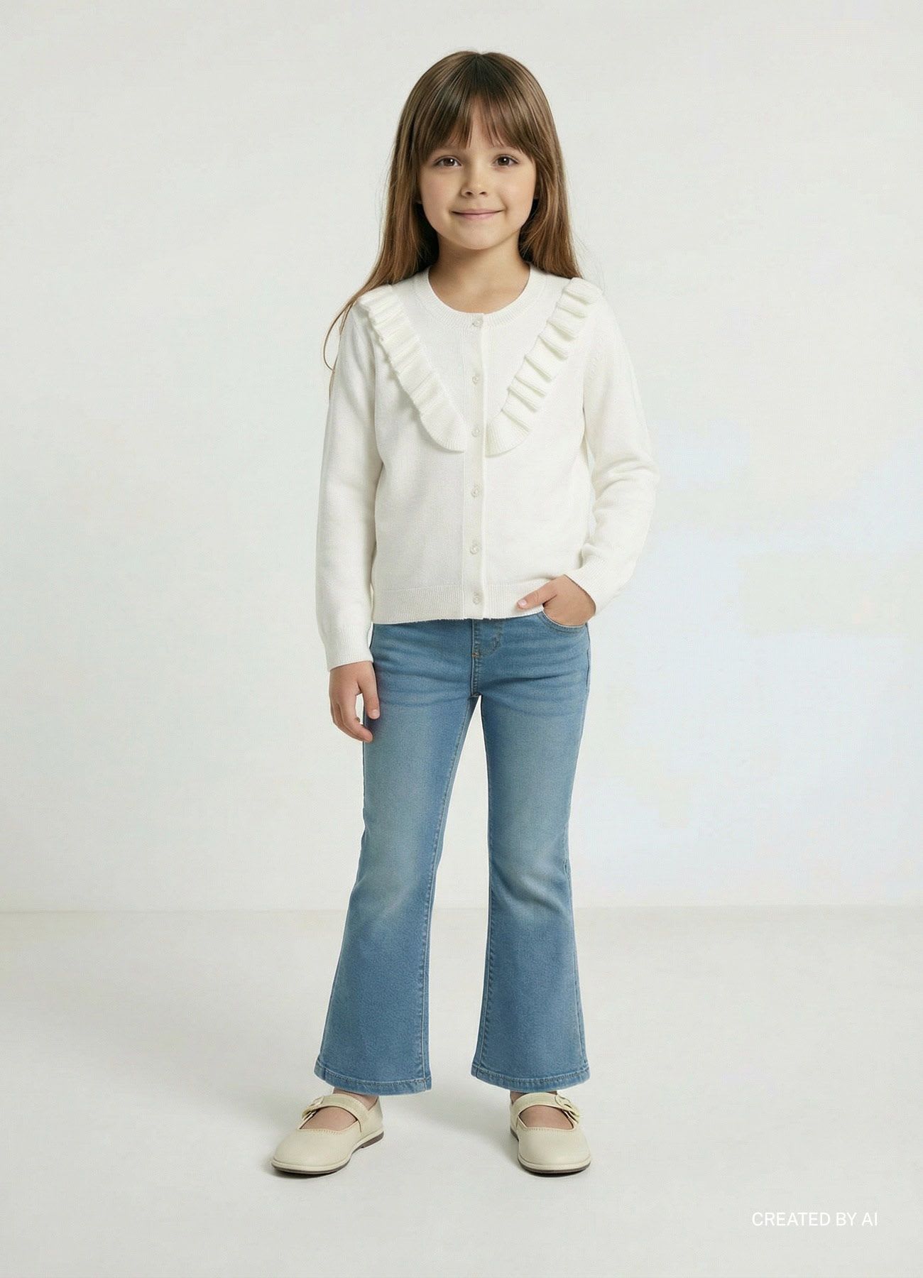 Cardigan con rouches e bottoni