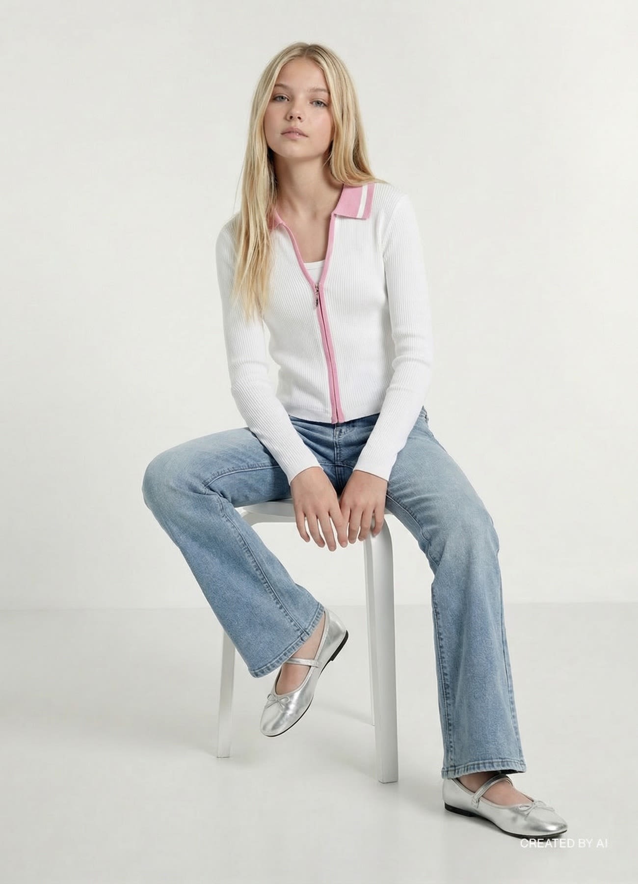 Maglia polo con zip e profili a contrasto