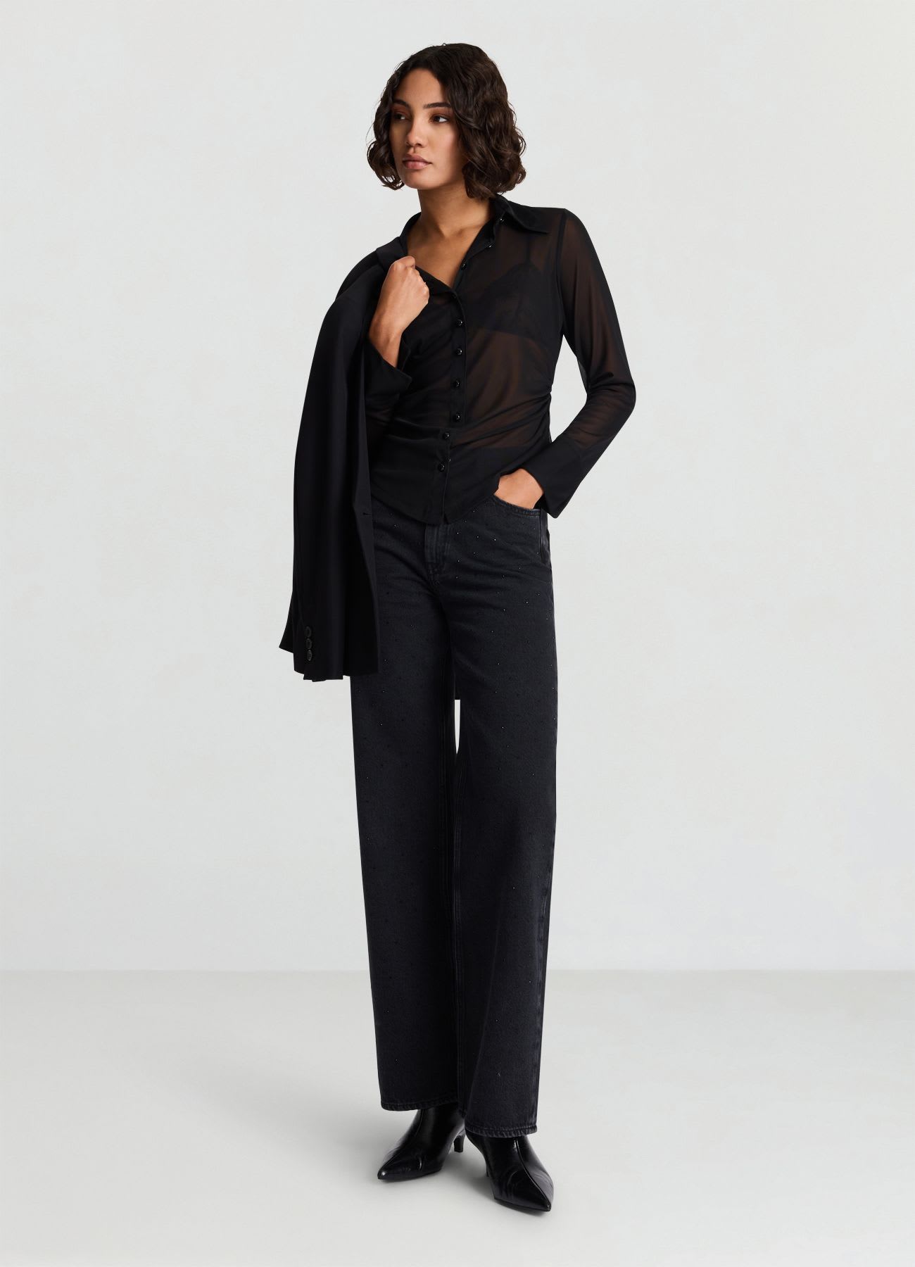 Camicia in tulle con bottoni