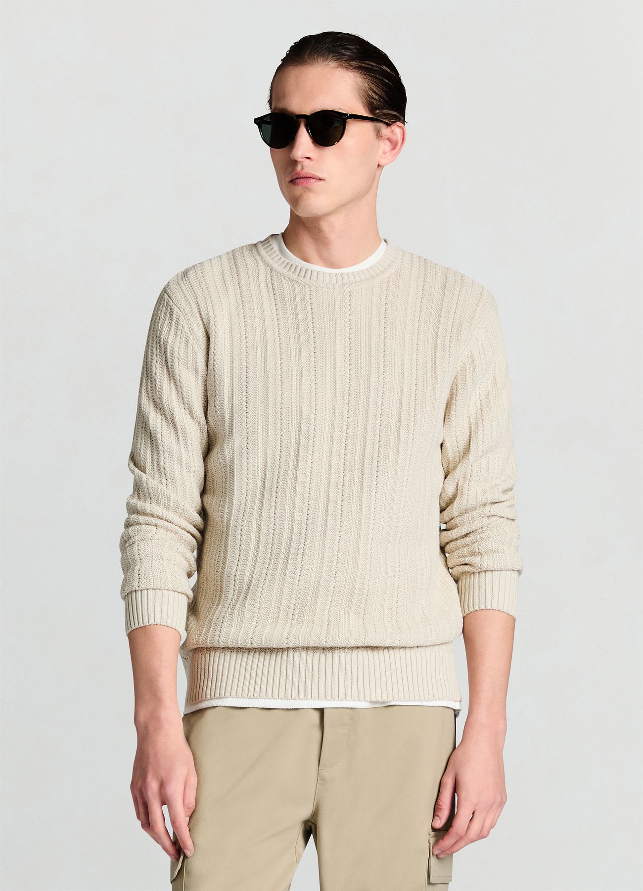 Maglia a trecce con girocollo