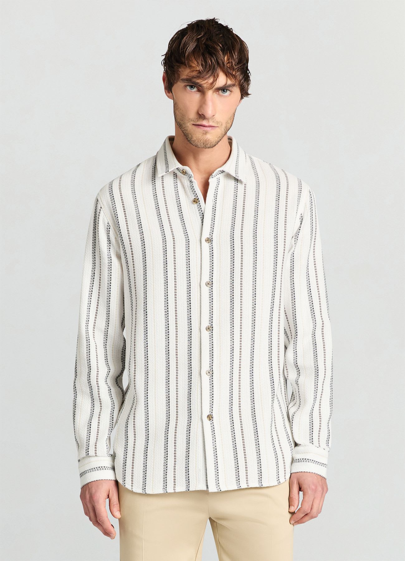 Camicia a righe jacquard