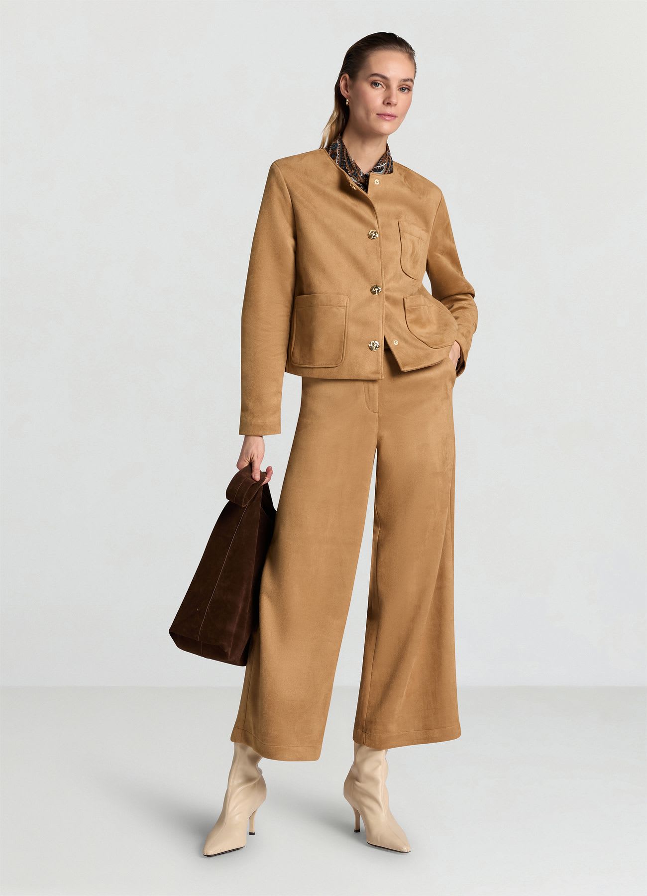 Pantaloni culotte effetto scamosciato