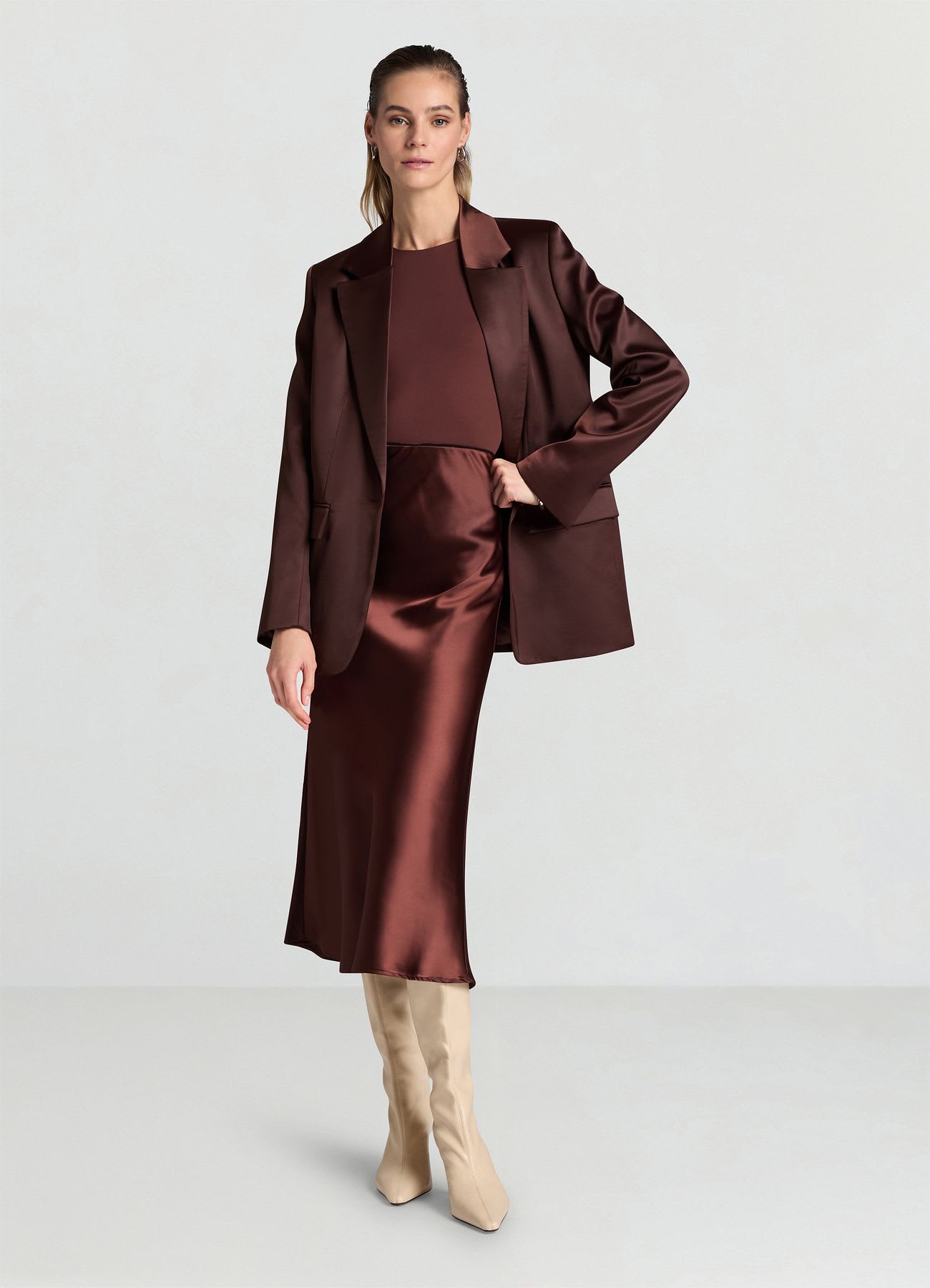 Gonna longuette similsatin