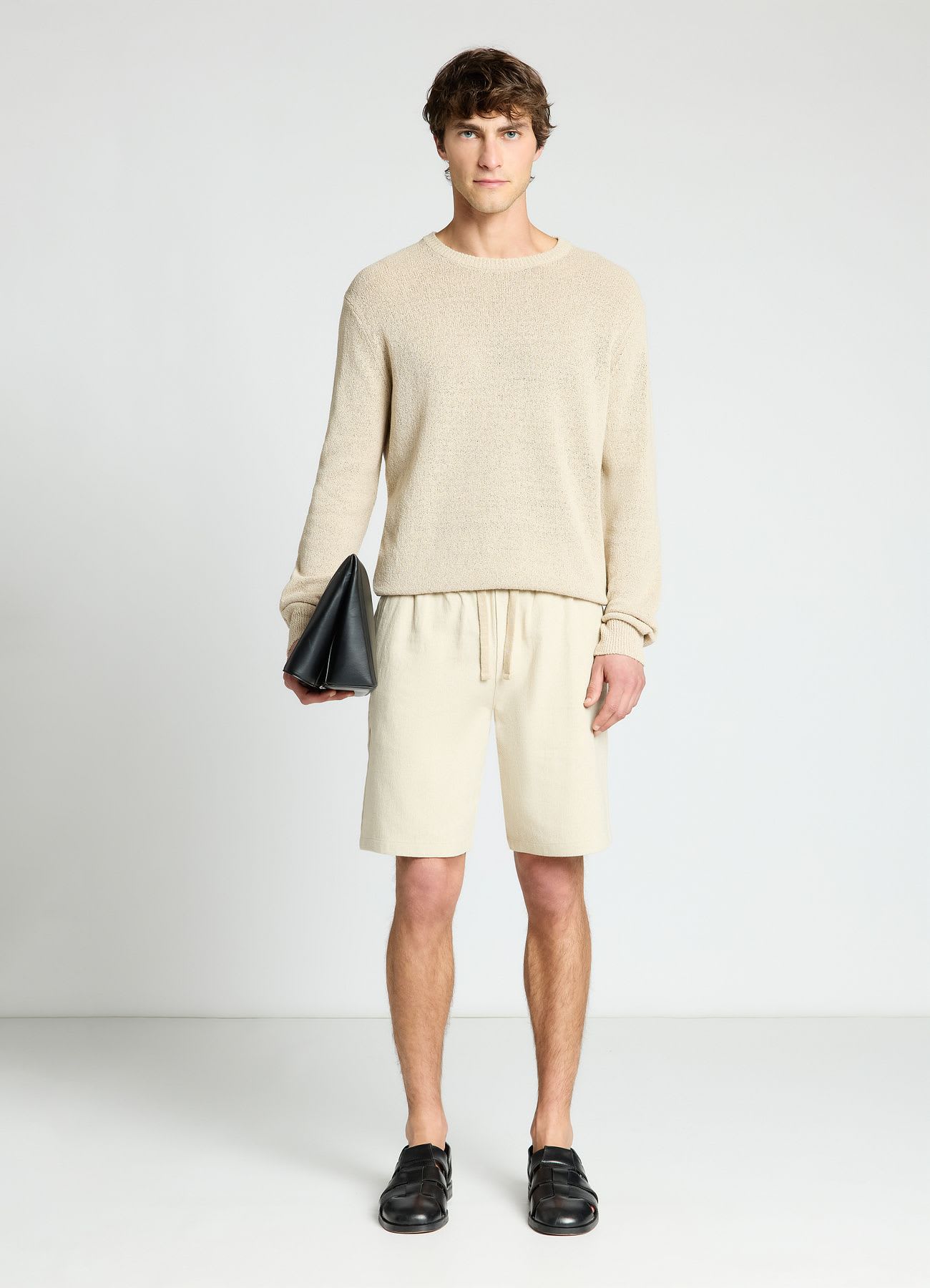 Pantaloncini jogger misto lino