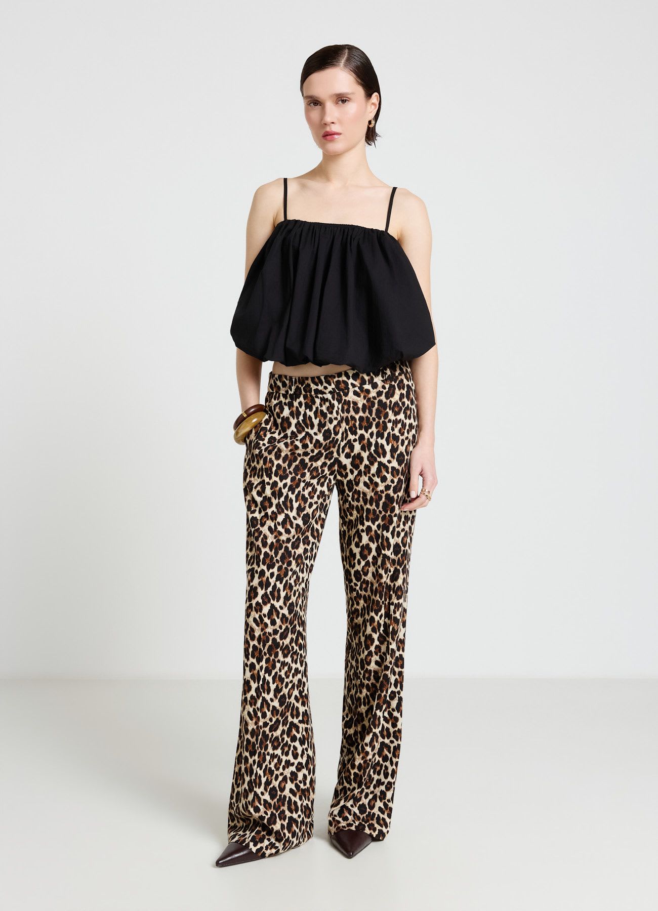 Pantaloni palazzo a stampa animalier