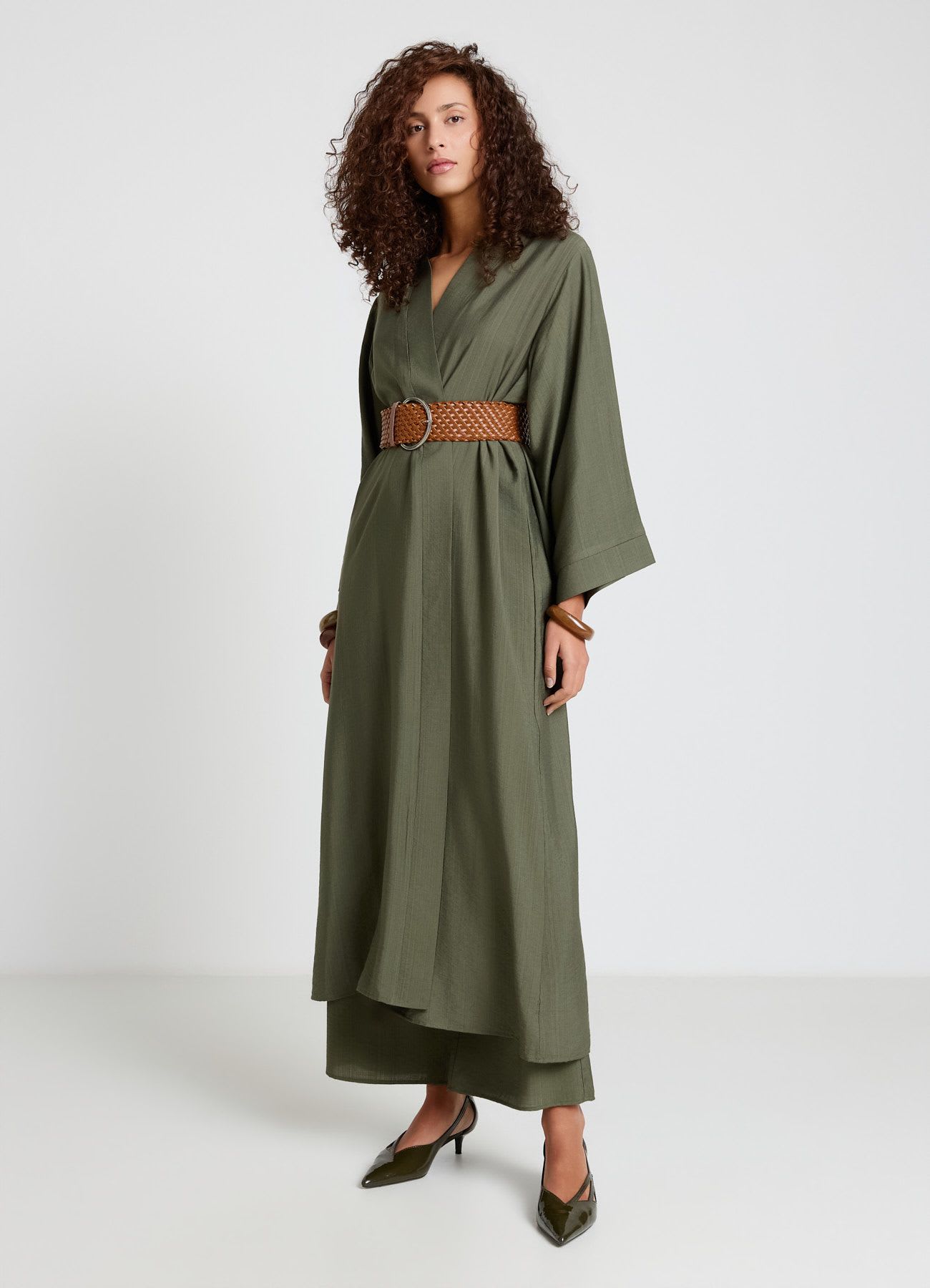 Kimono lungo a tinta unita