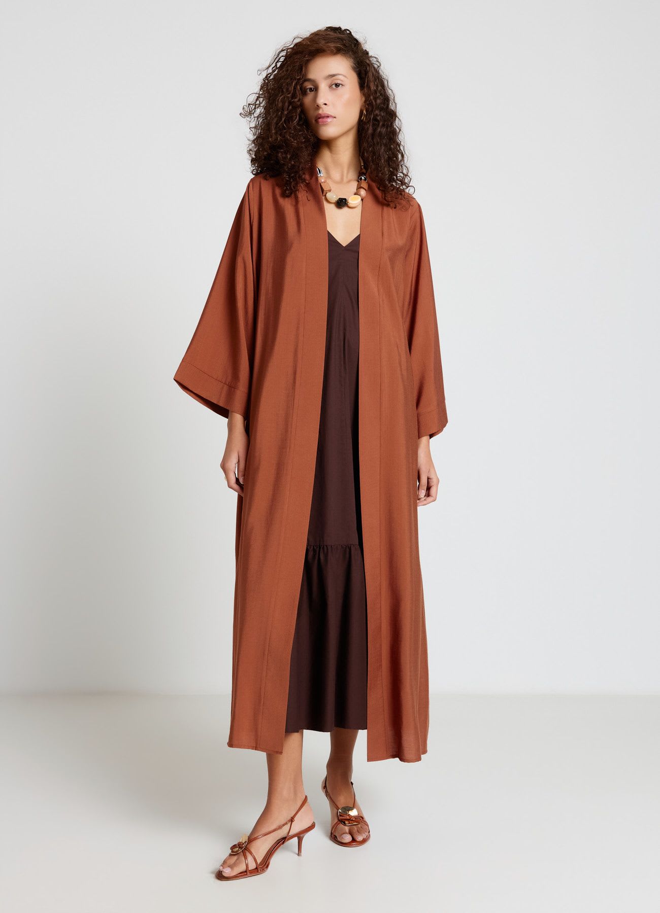 Kimono lungo a tinta unita