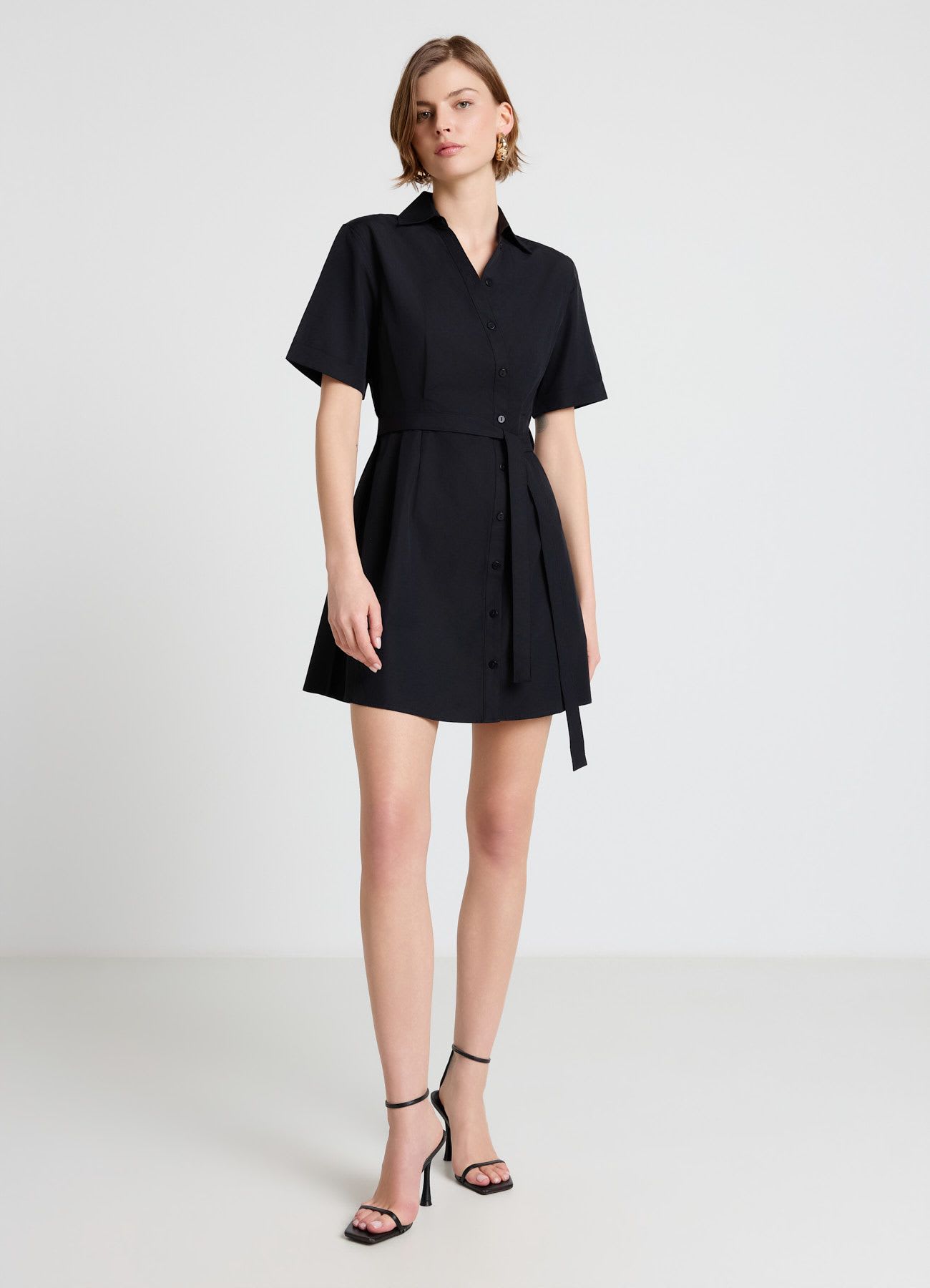 Vestito chemisier corto con cintura
