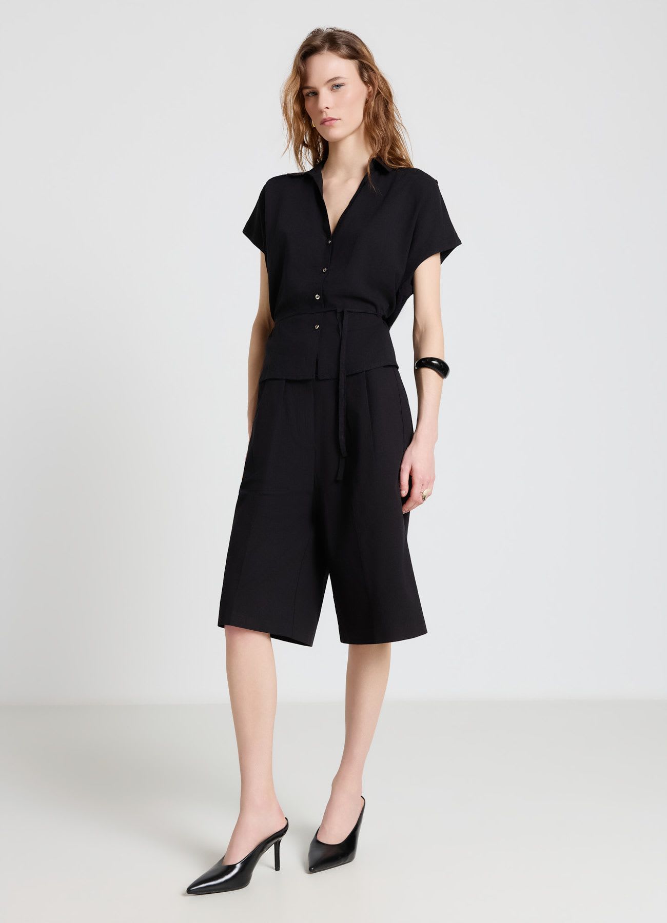Camicia semitrasparente con coulisse