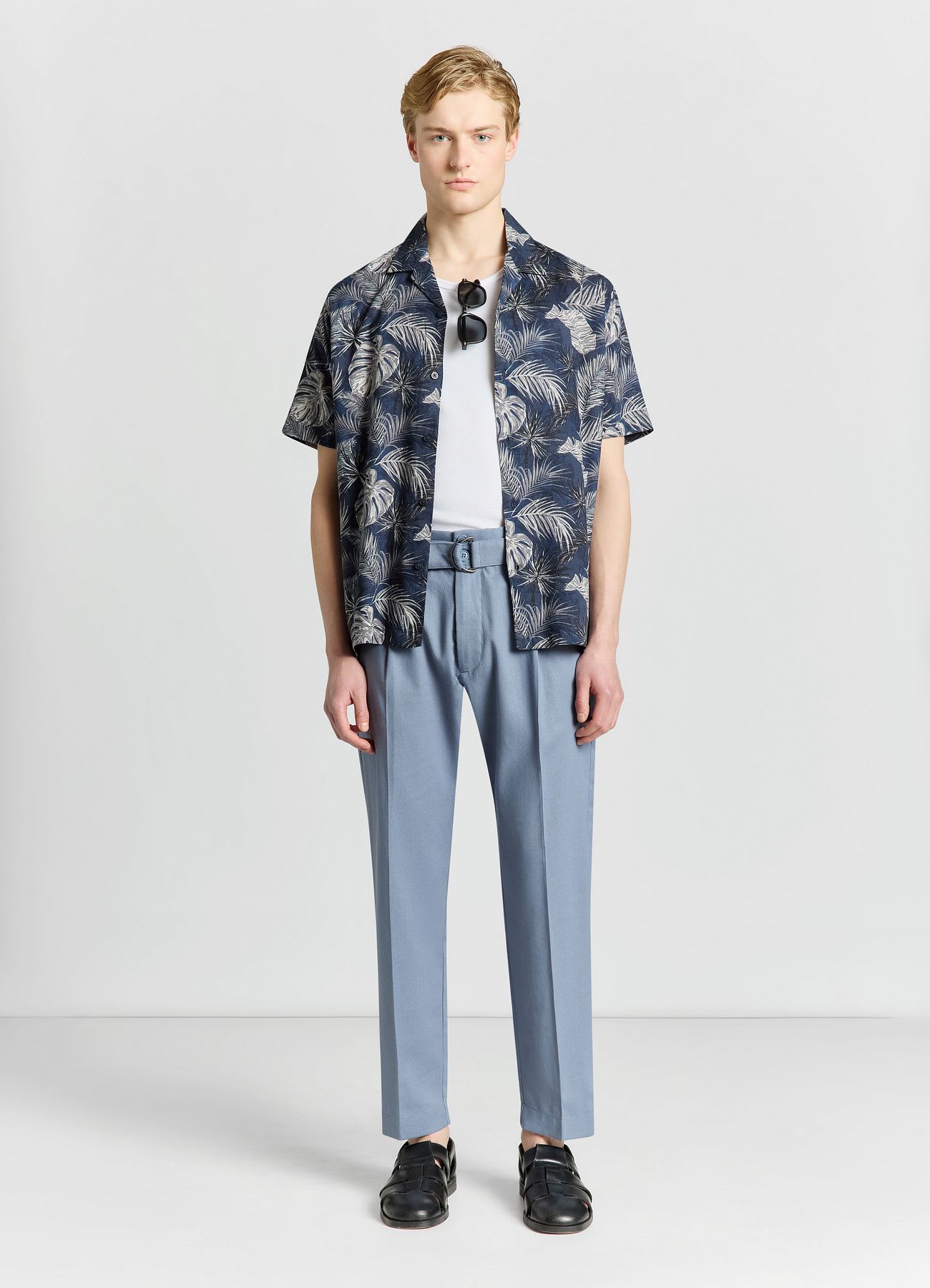 Camicia bowling con stampa fogliame
