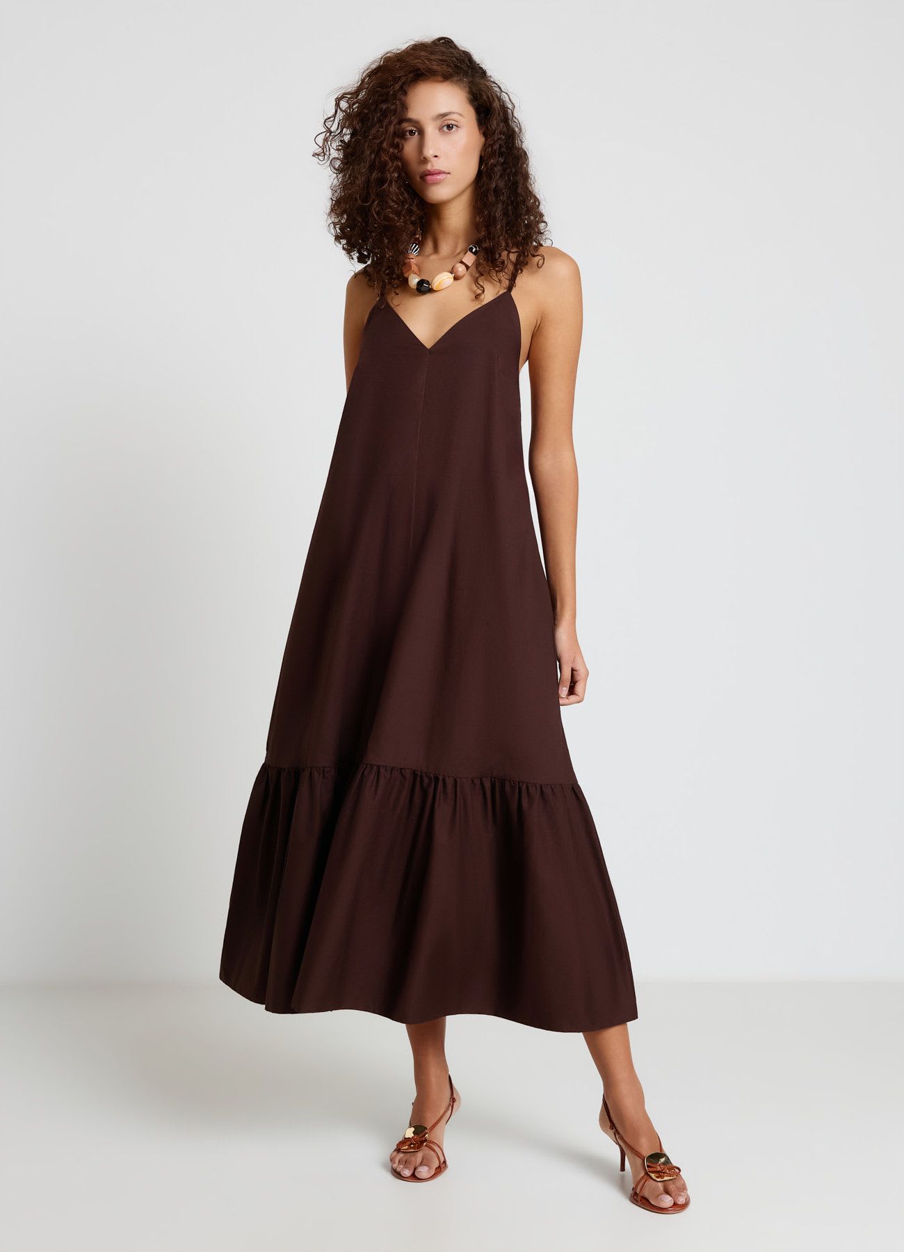 Vestito lungo con balza a palloncino