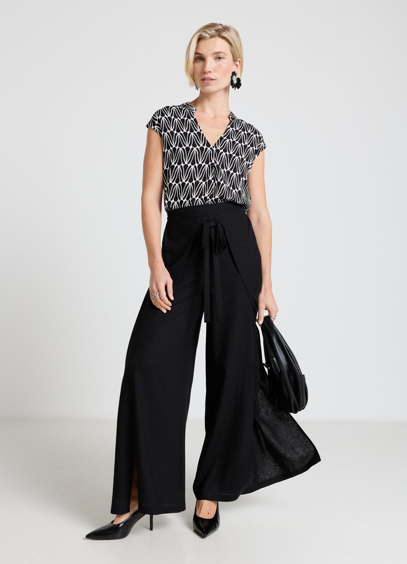 Camicia con colletto coreano e stampa