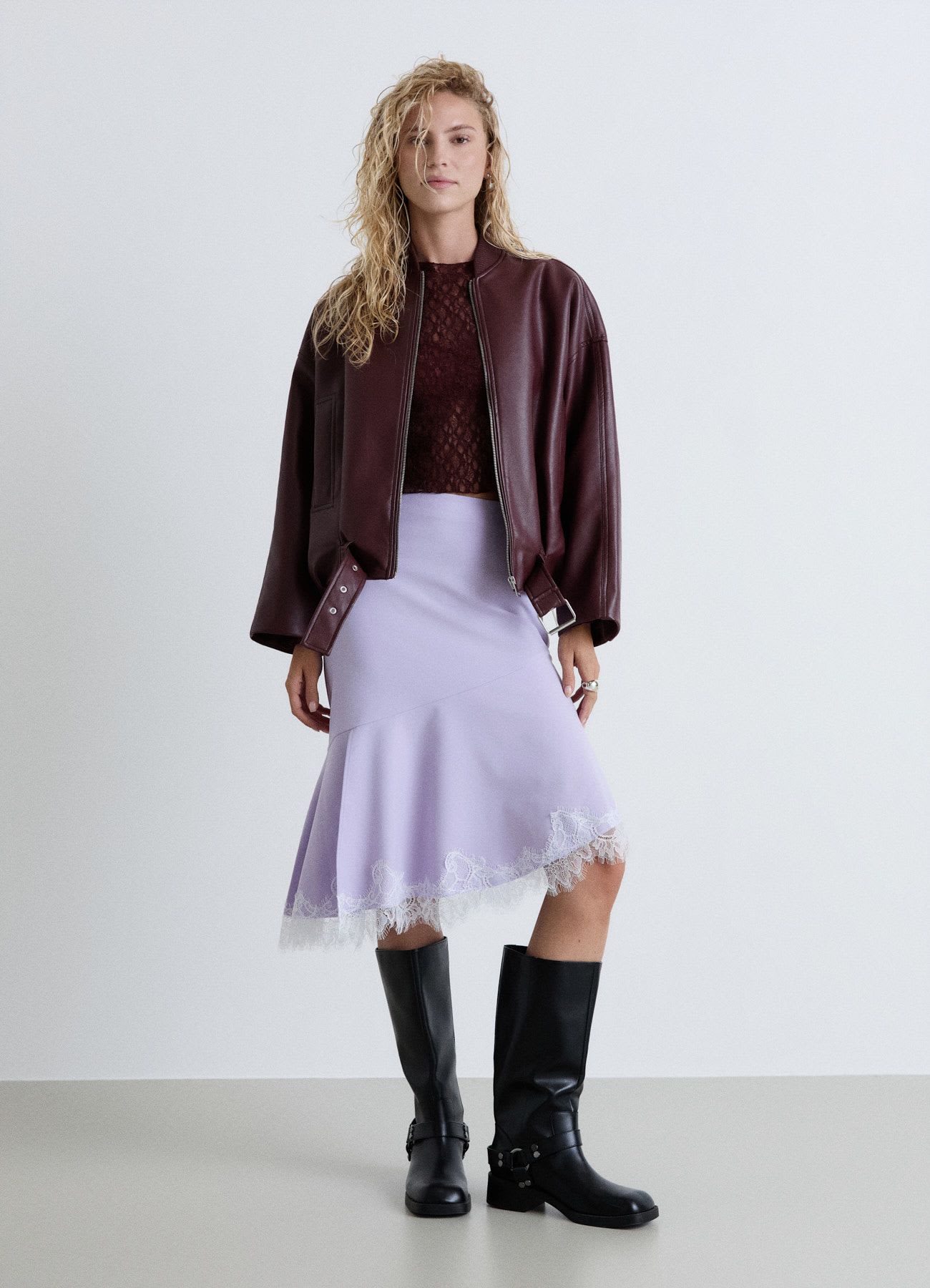 Bomber con cintura e zip