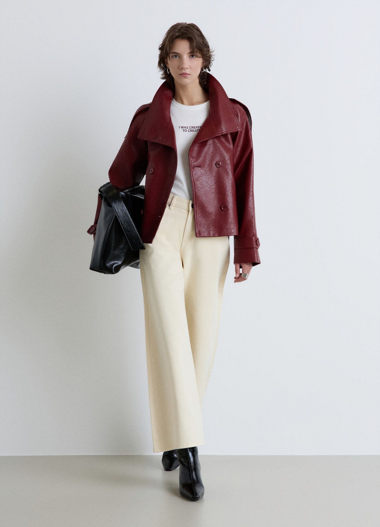 Pantaloni wide leg a vita regolare