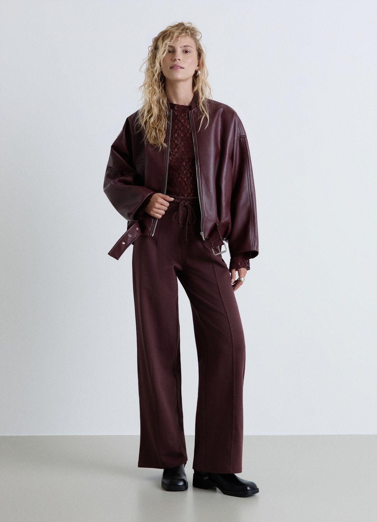 Pantaloni ginnici palazzo tinta unita