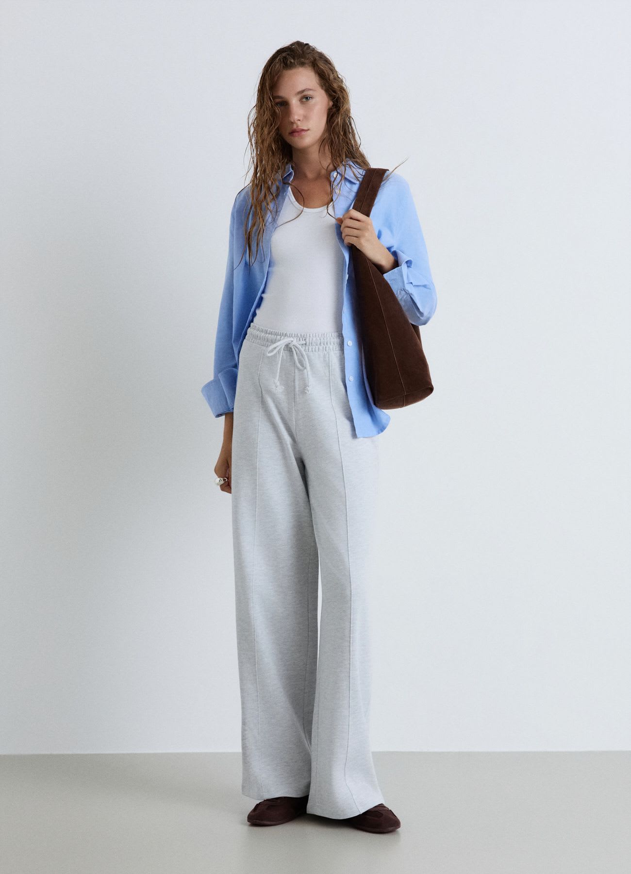 Pantaloni ginnici palazzo tinta unita