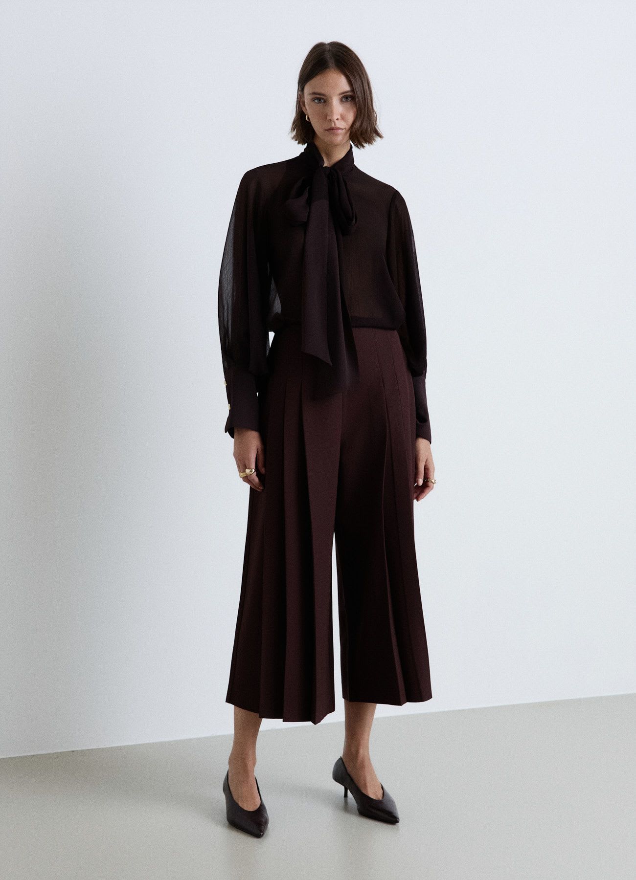 Pantaloni culotte con pieghe