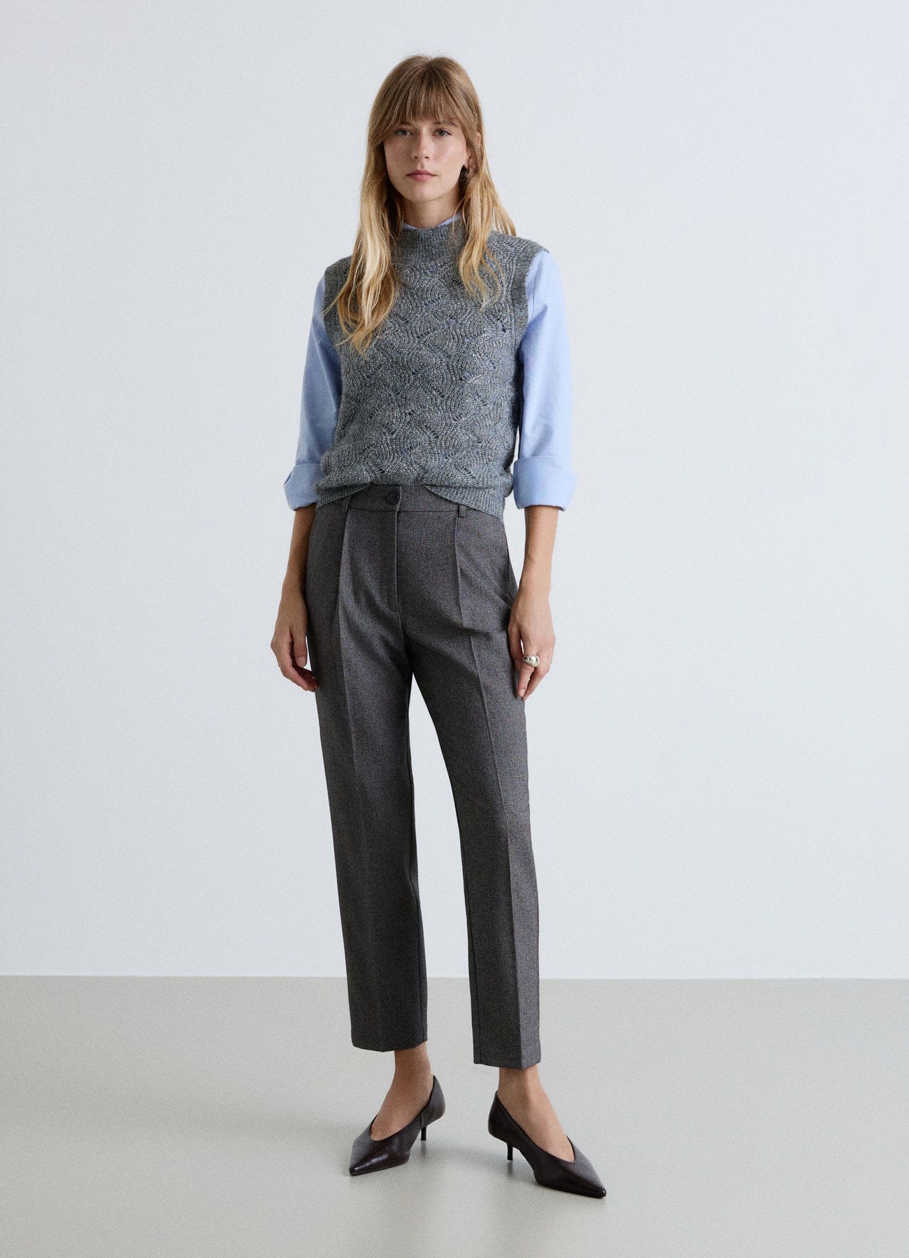 Gilet in maglia traforata effetto luccicante