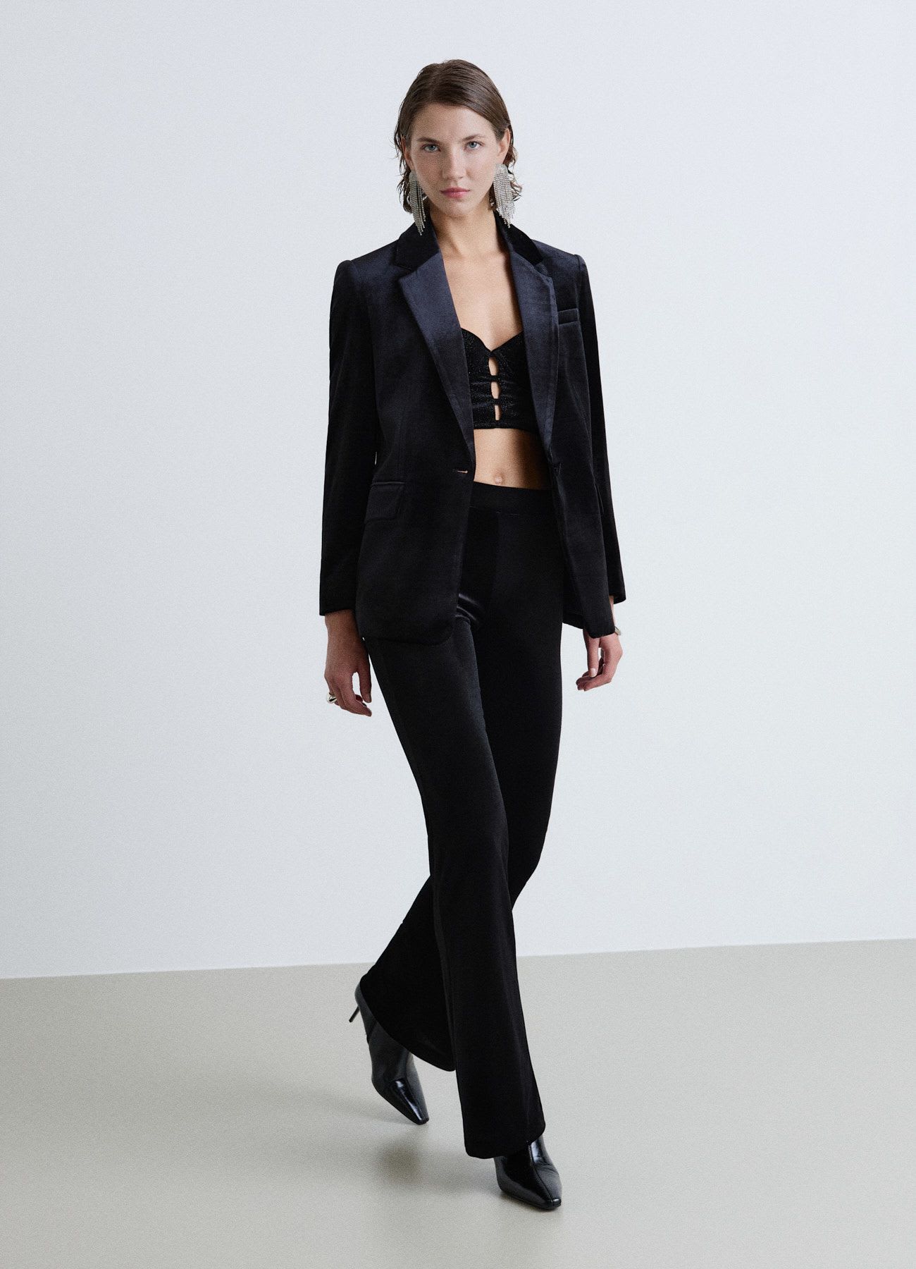 Leggings lunghi a zampa in ciniglia