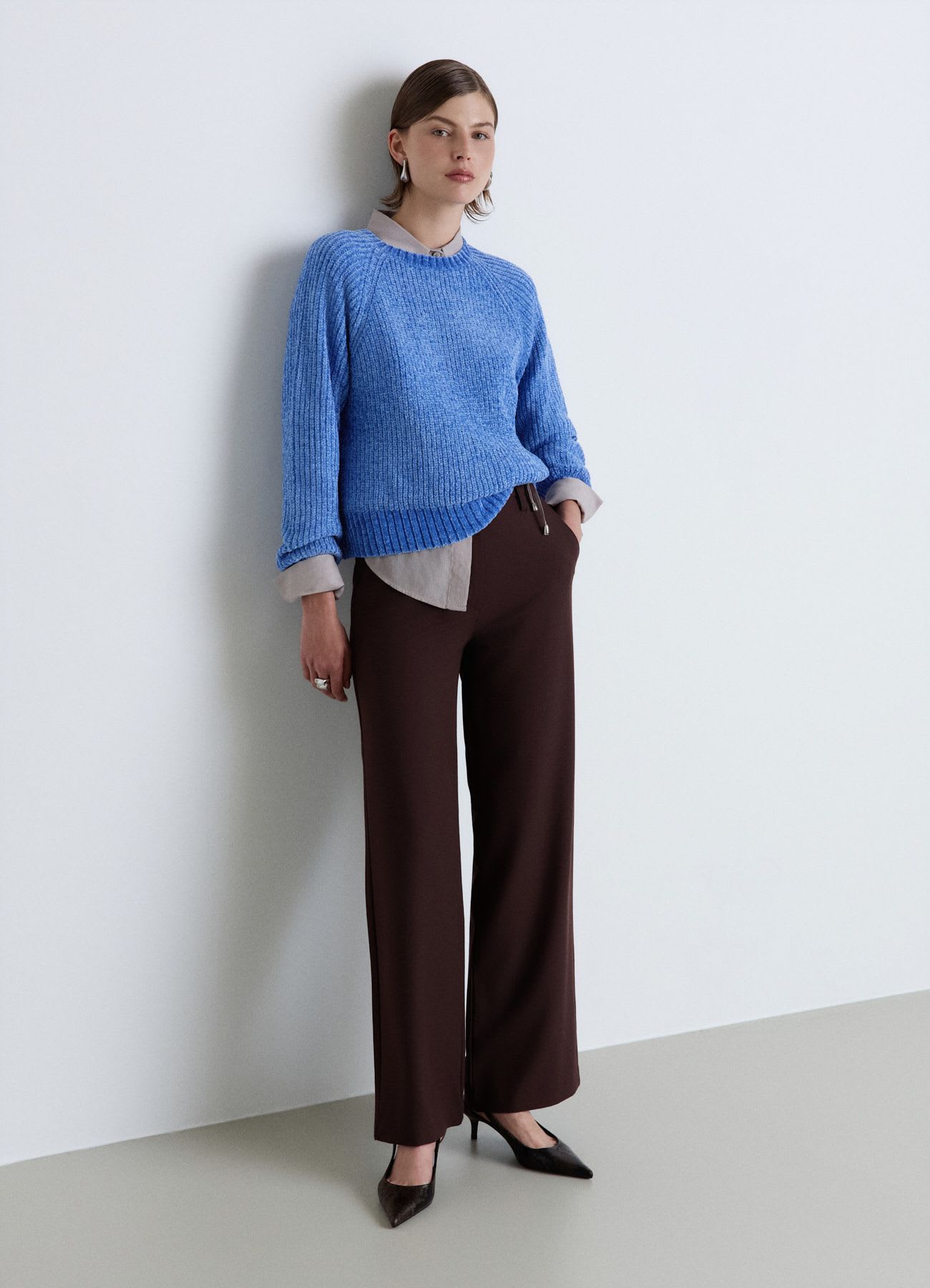 Maglia girocollo con maniche raglan