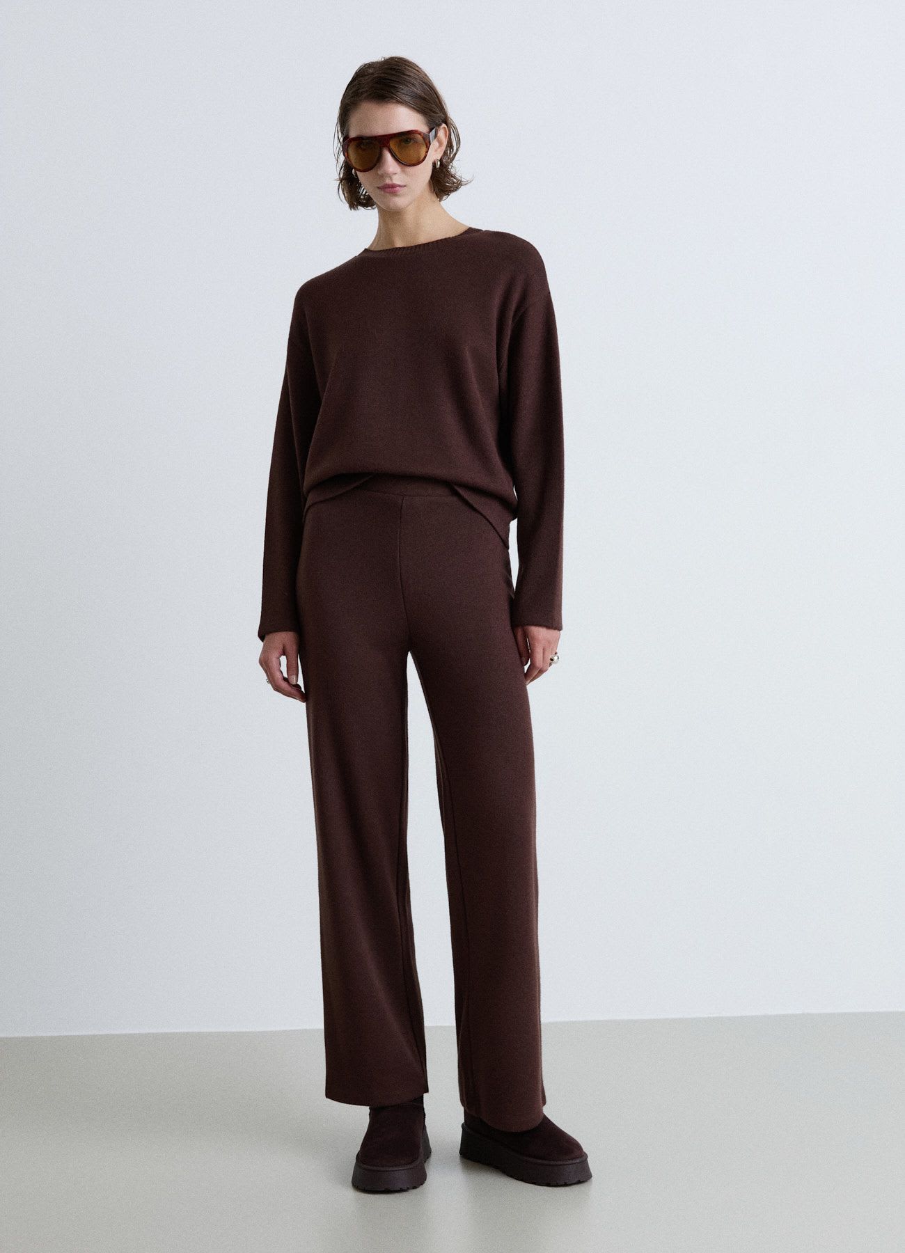 Pantaloni palazzo soft a tinta unita
