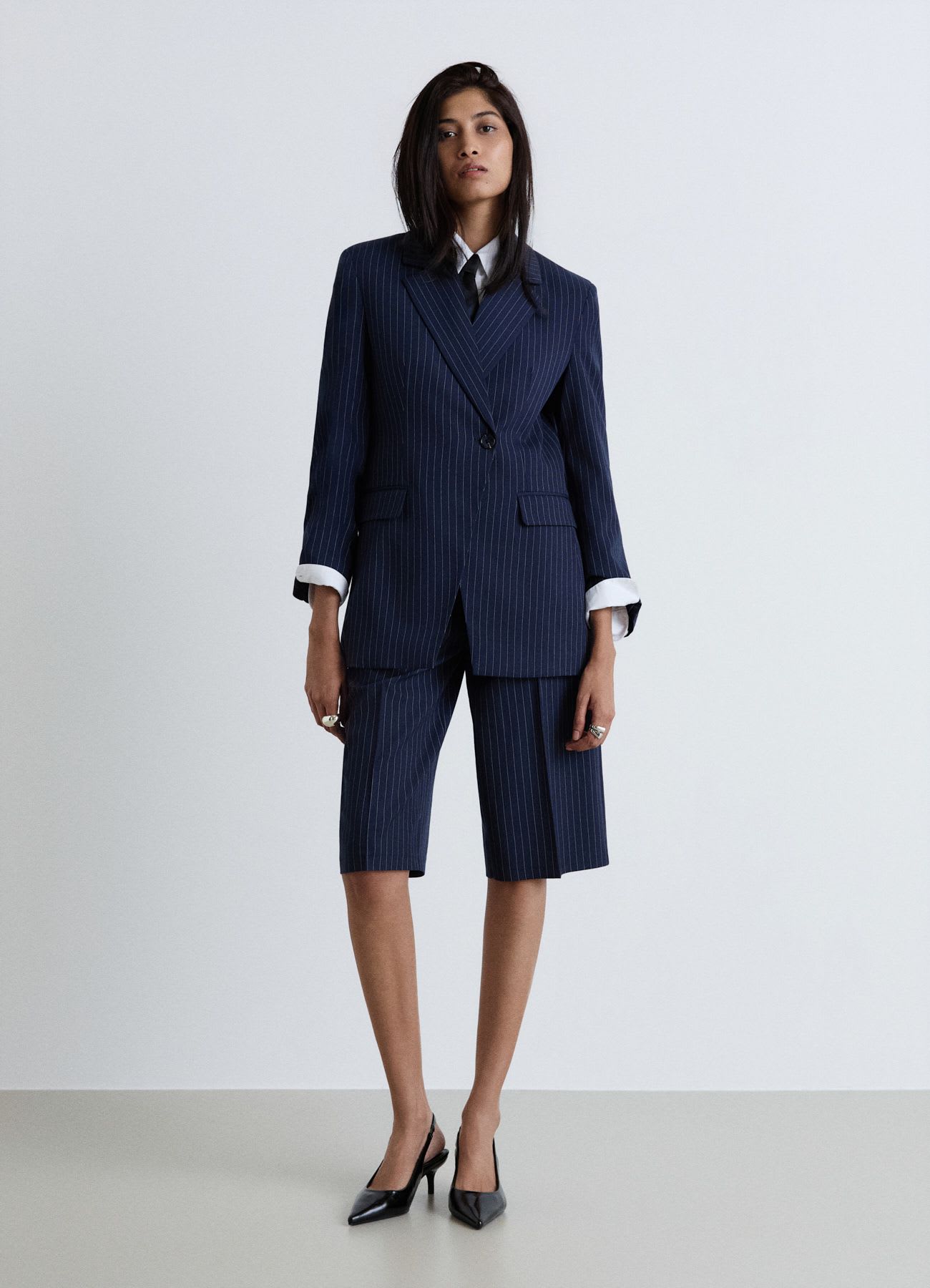 Blazer asimmetrico gessato