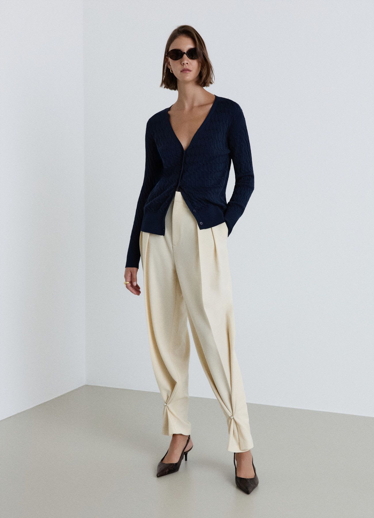 Cardigan in maglia a trecce