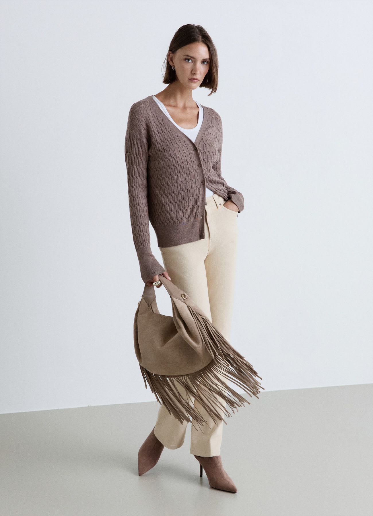 Cardigan in maglia a trecce