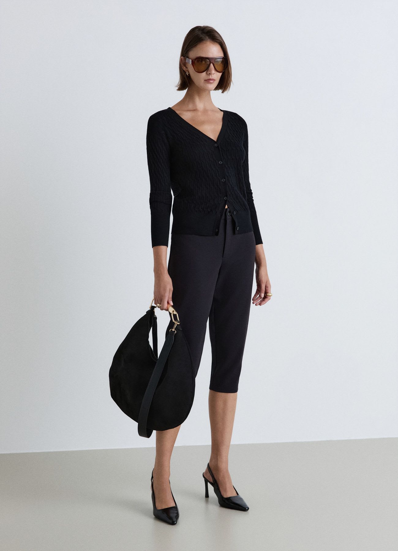 Cardigan in maglia a trecce