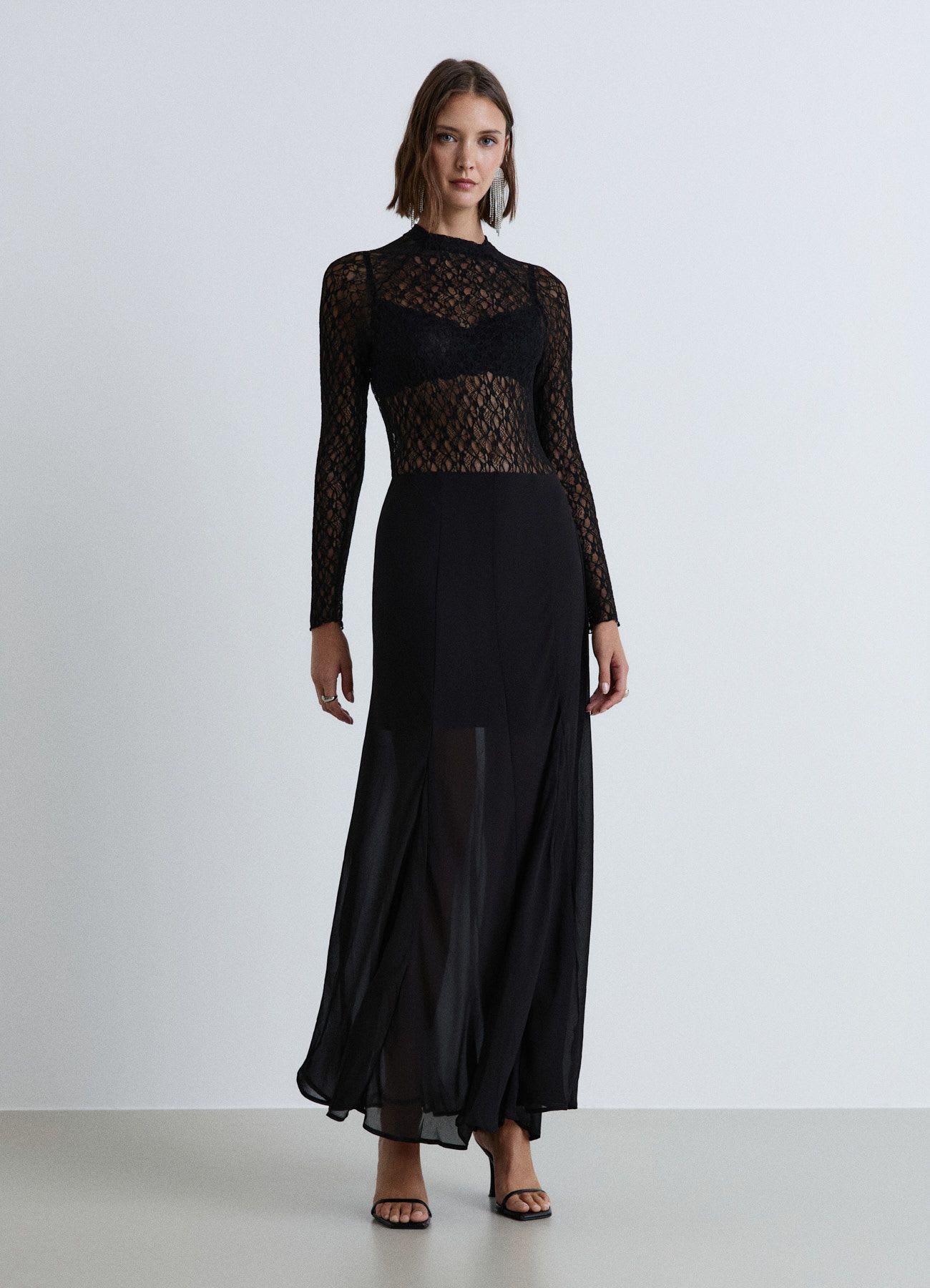 Body in pizzo a maniche lunghe