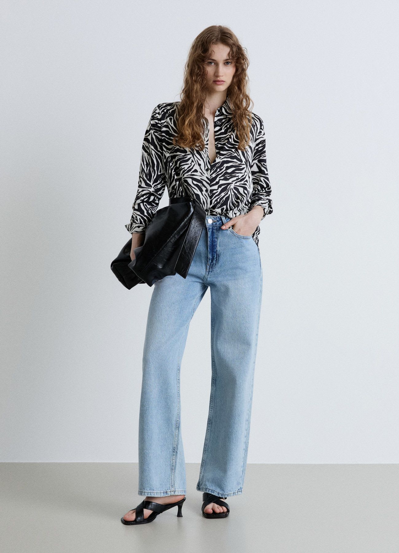 Jeans wide leg a vita alta