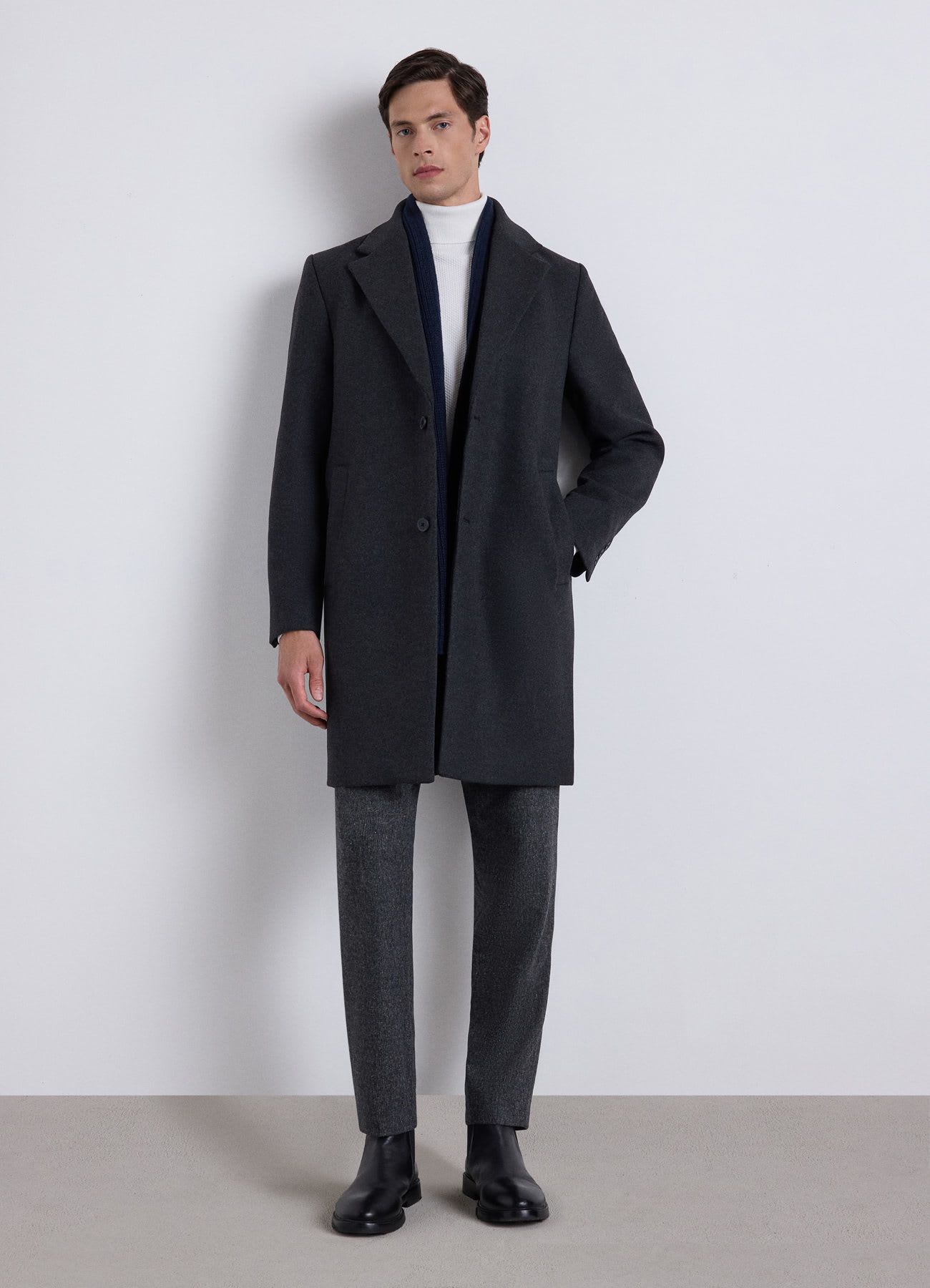 Cappotto monopetto con colletto a rever