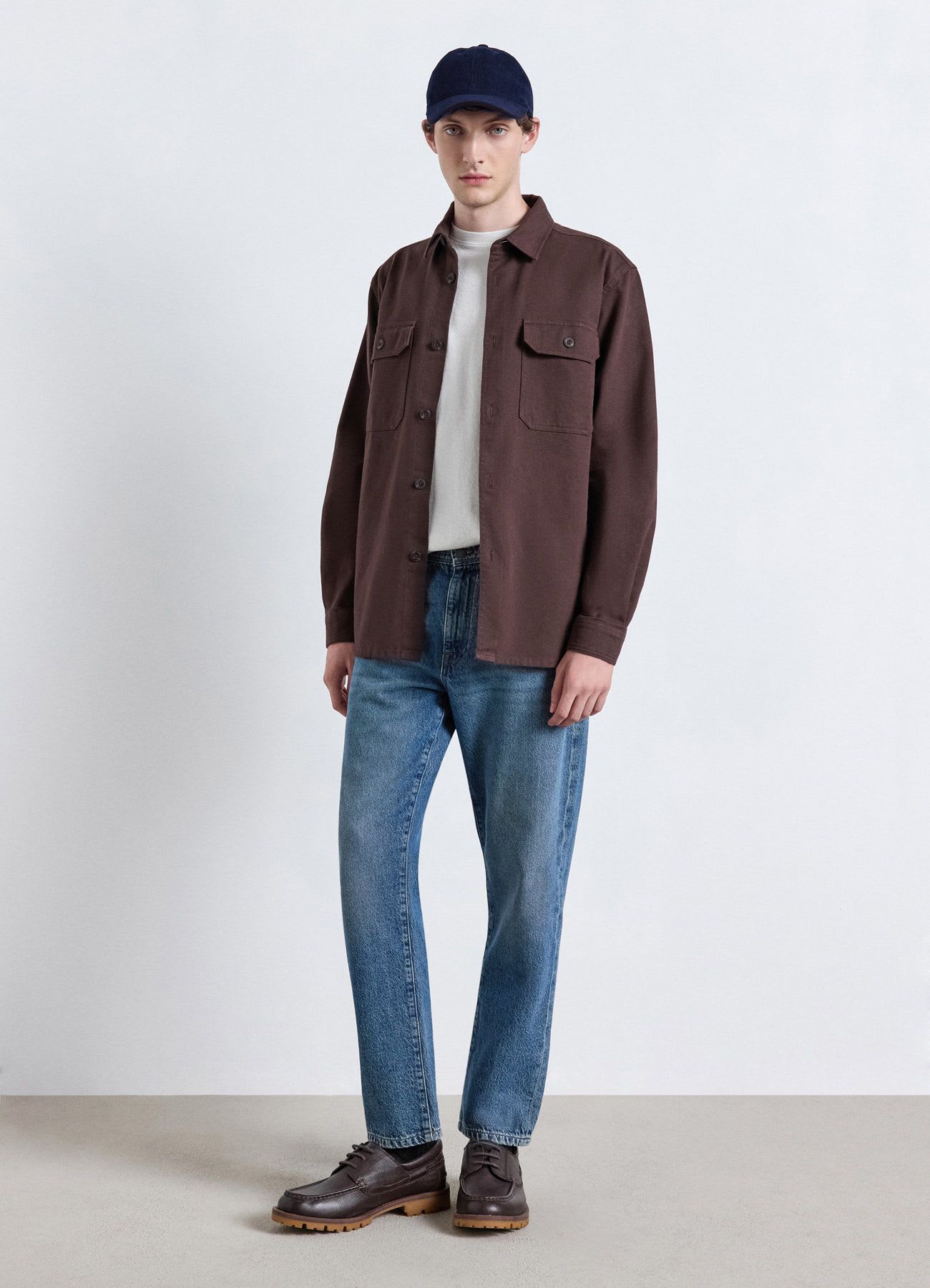 Camicia worker a tinta unita con tasche