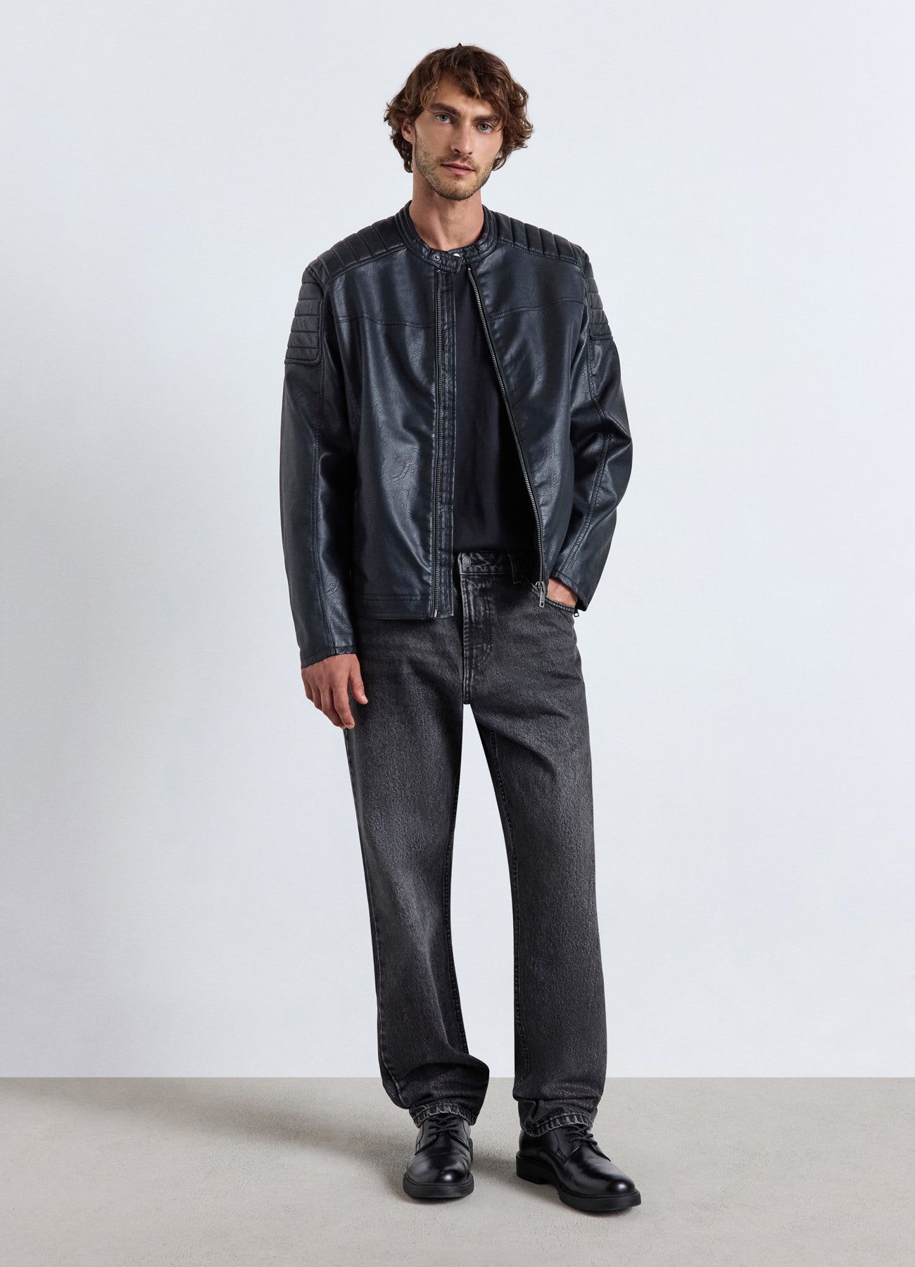 Giacca biker effetto pelle slim con zip