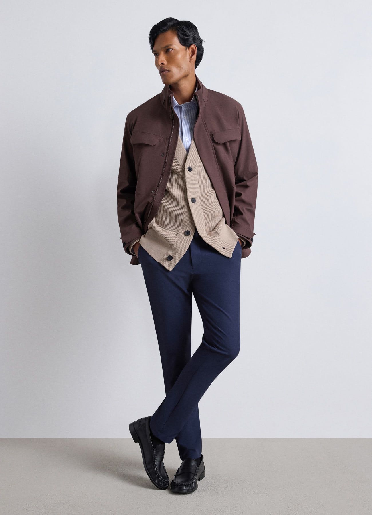 Cardigan a coste con bottoni