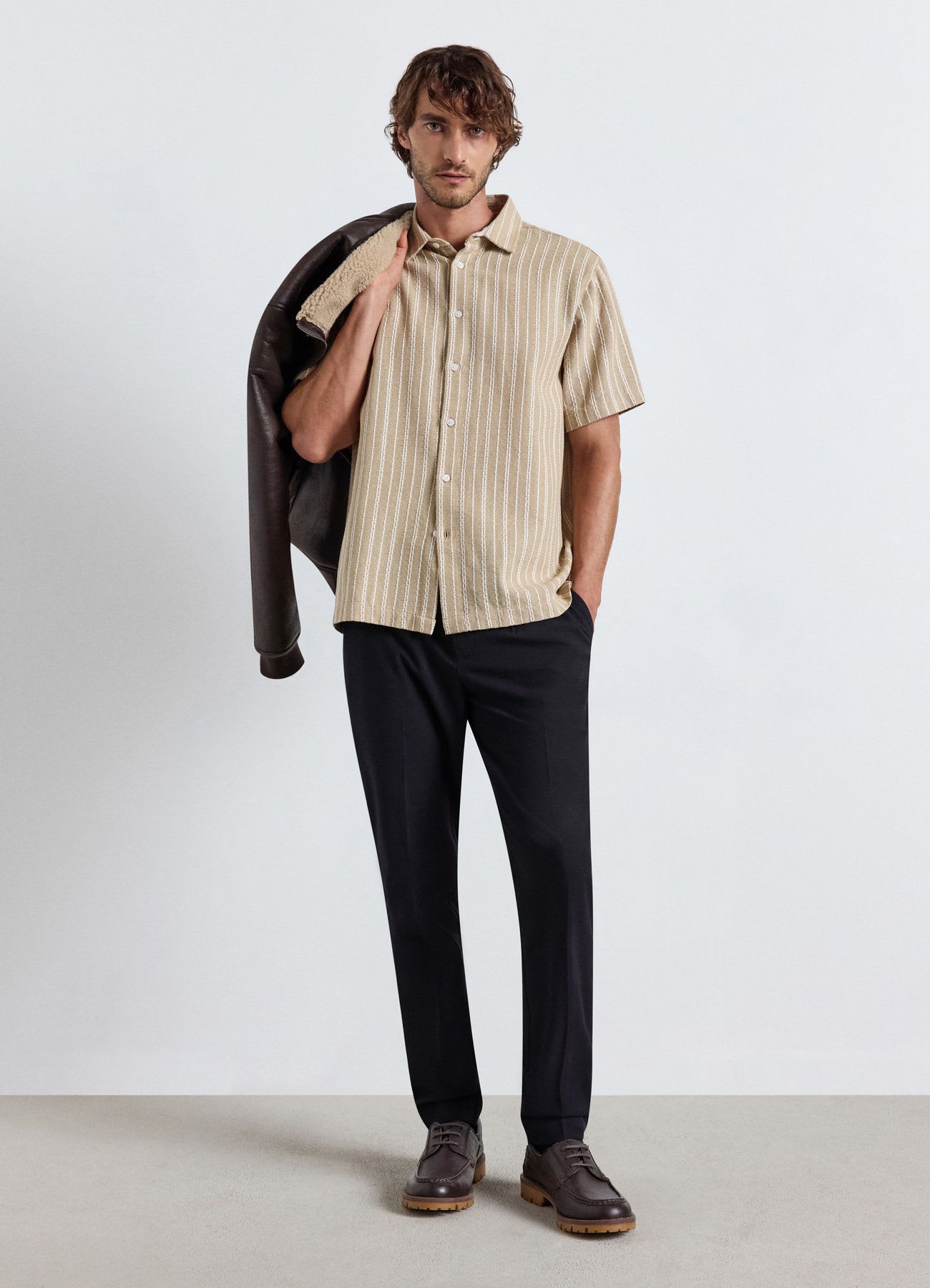 Camicia a righe manica corta