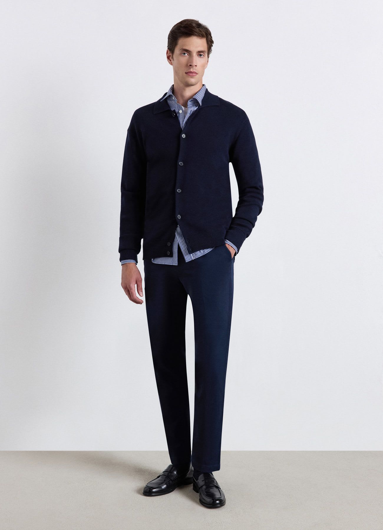 Cardigan punto milano con bottoni
