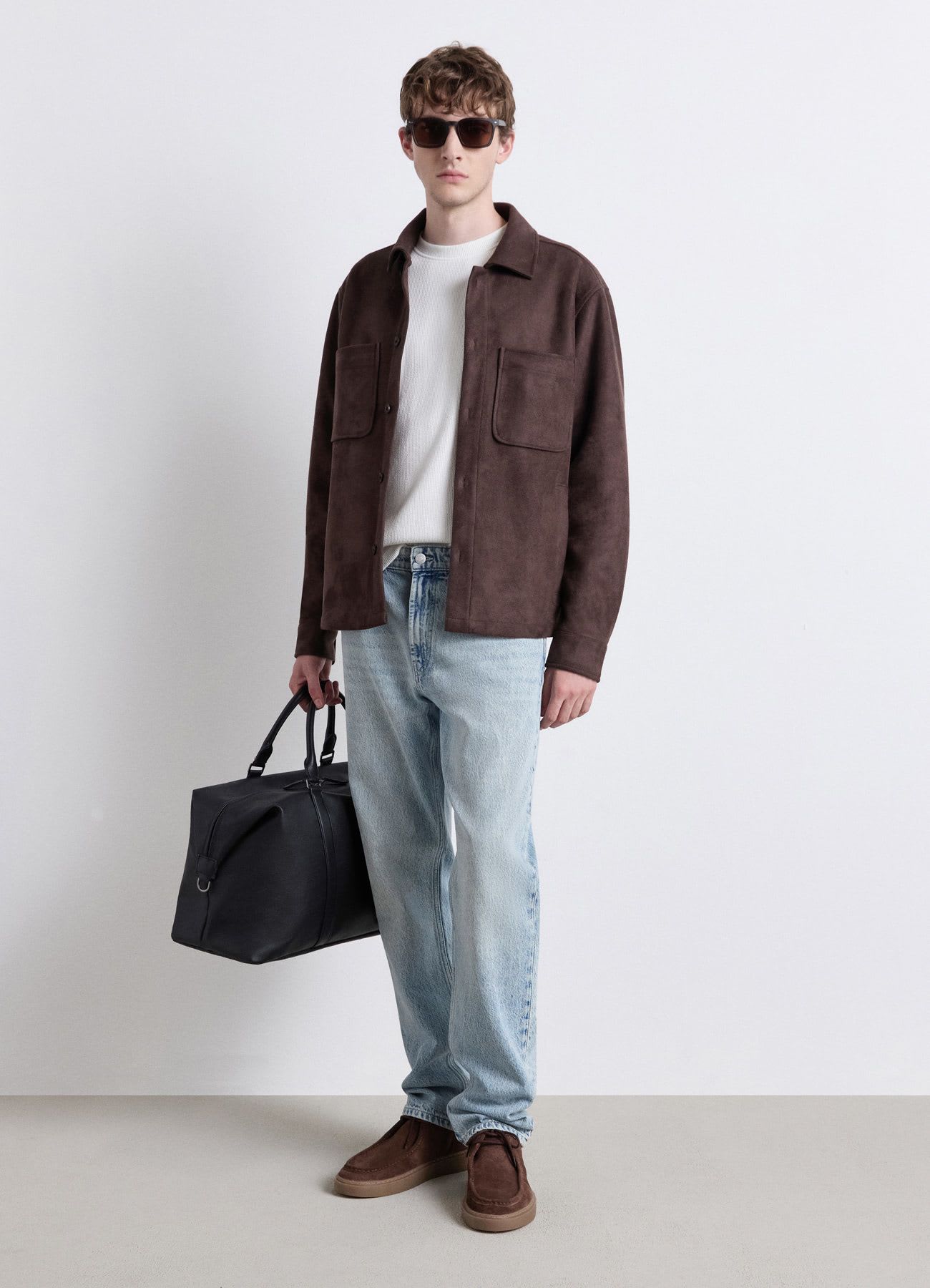 Giubbotto overshirt simil camoscio con bottoni