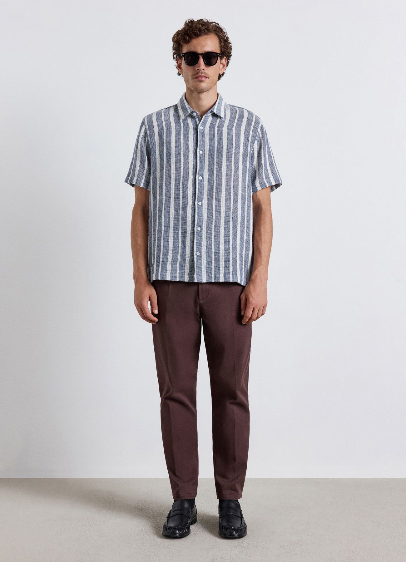 Camicia a righe maniche corte relaxed fit