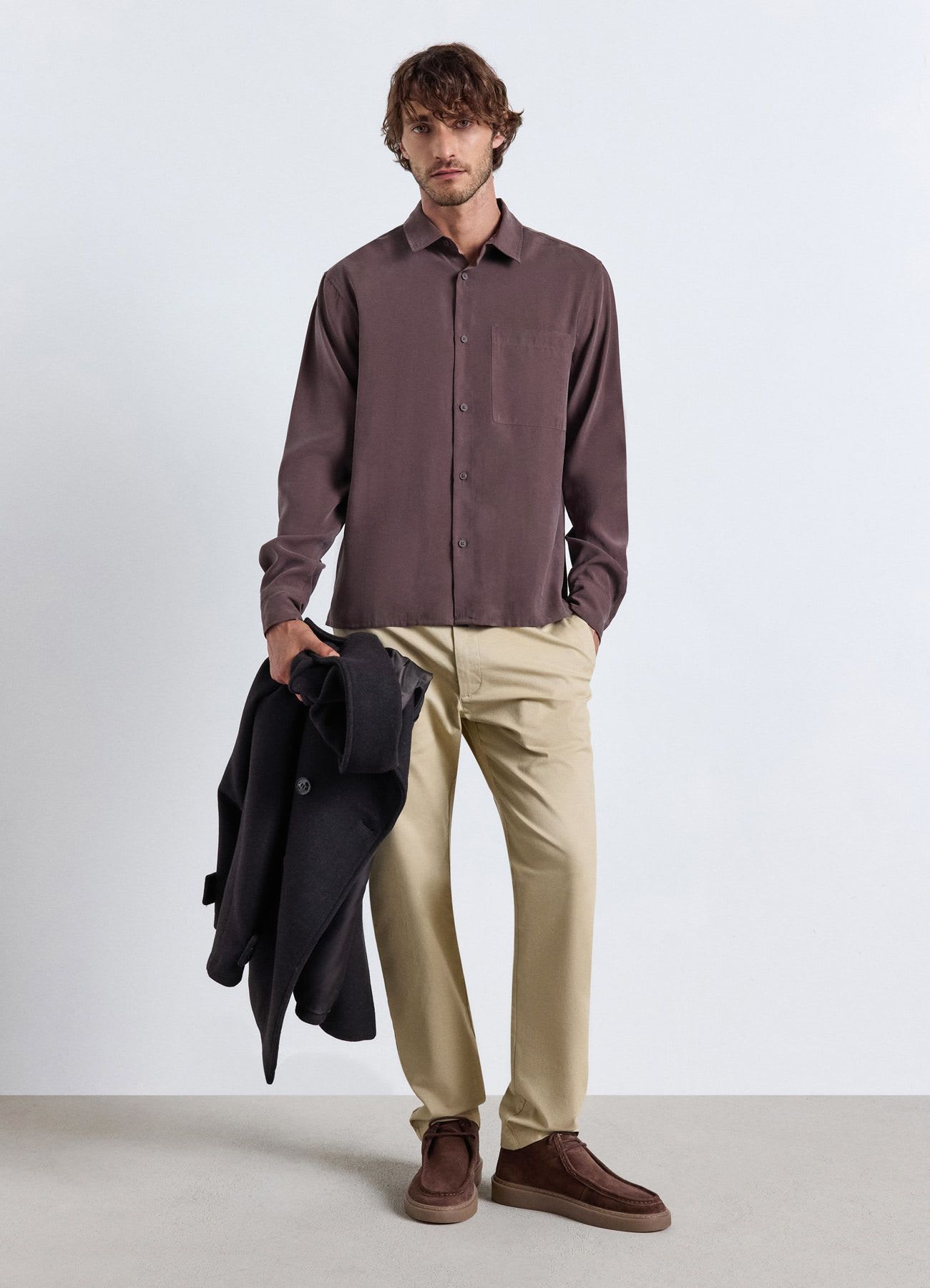 Camicia regular fit a tinta unita