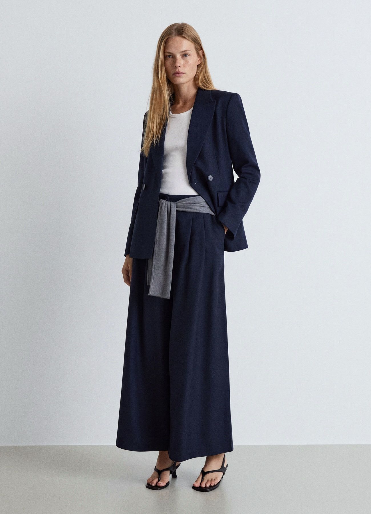 Pantaloni culotte crop wide leg fantasia spinata