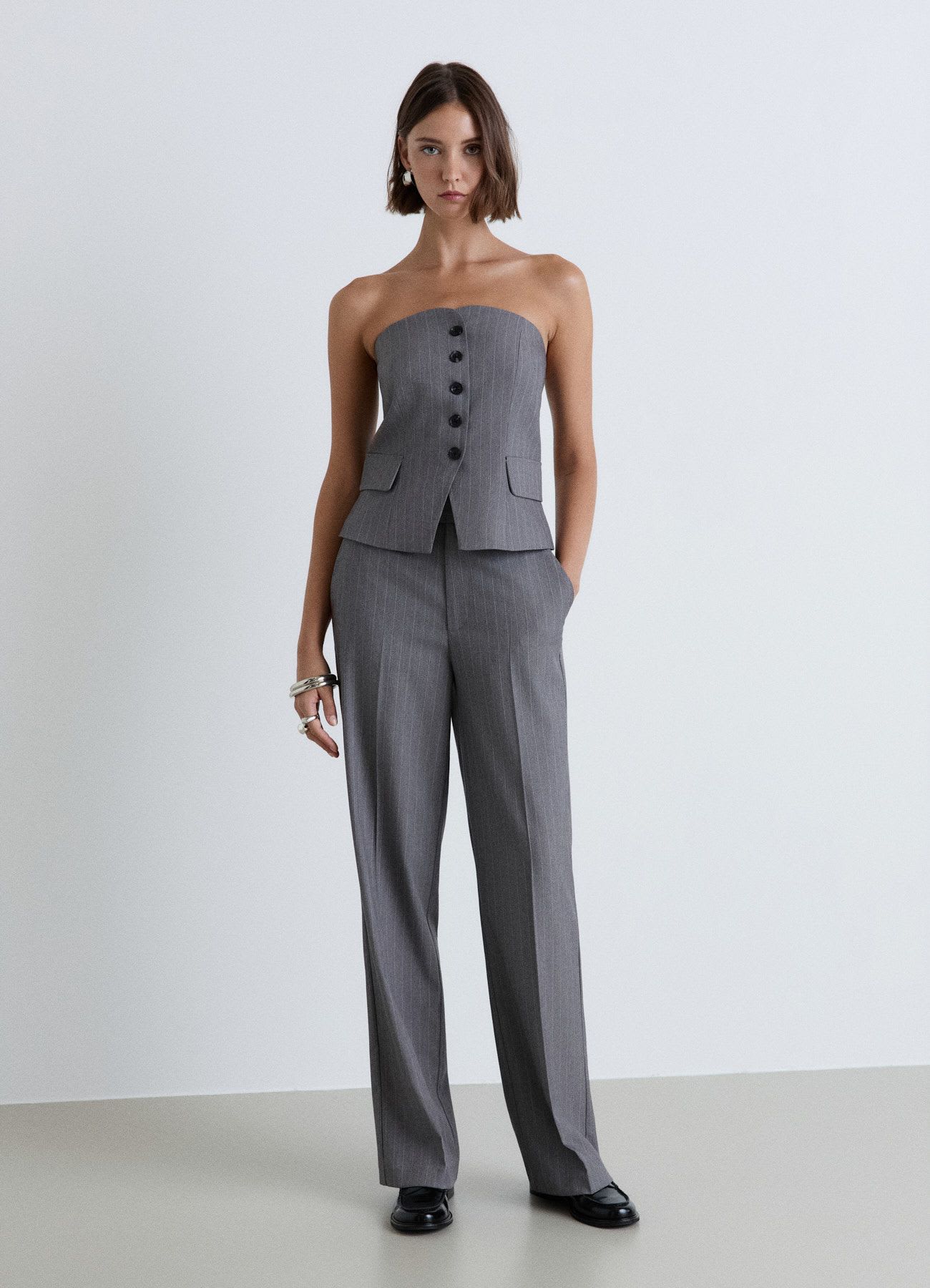 Pantaloni dritti gessati