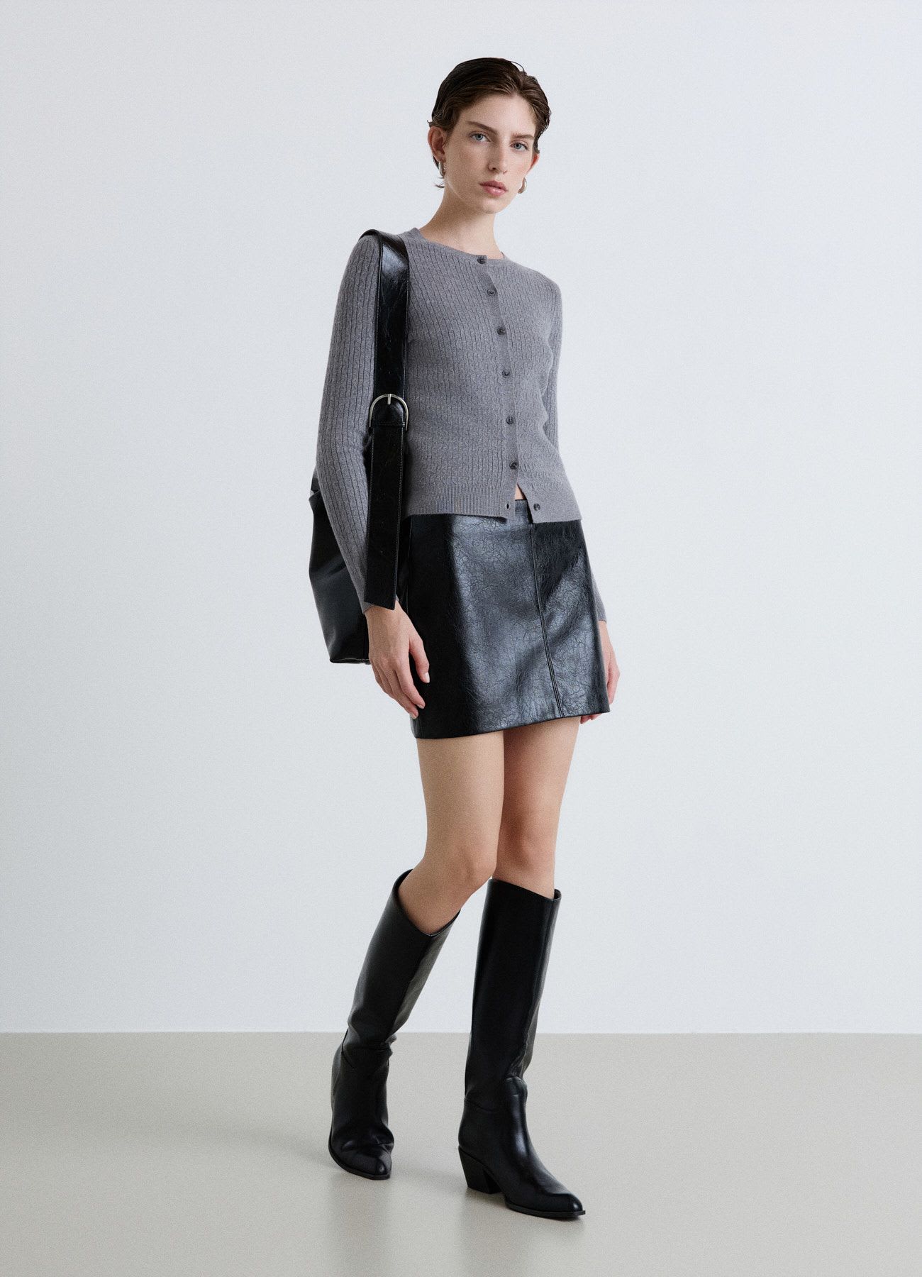 Gonna miniskirt effetto pelle verniciata