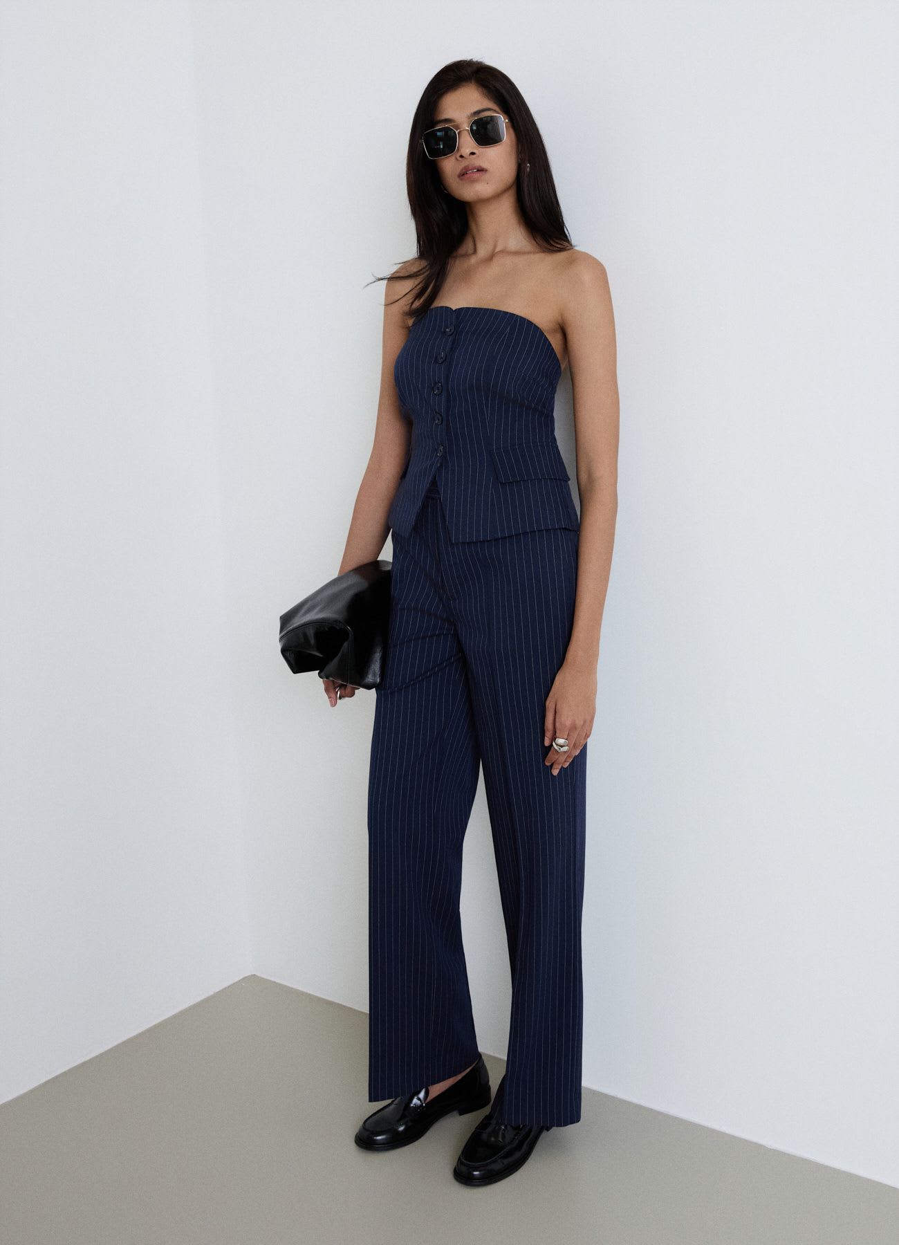 Gilet bandeau sartoriale gessato con bottoni