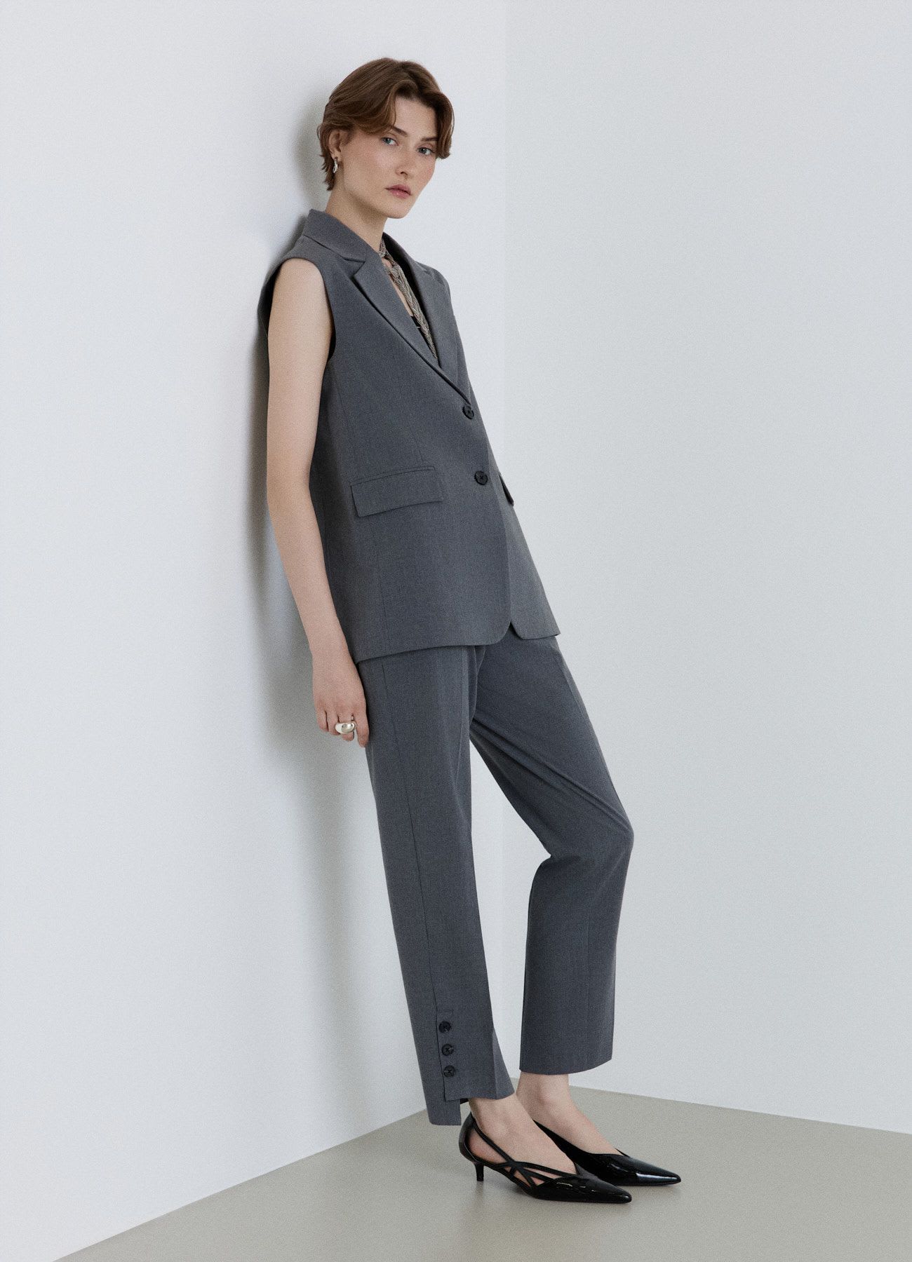Gilet lungo sartoriale a due bottoni