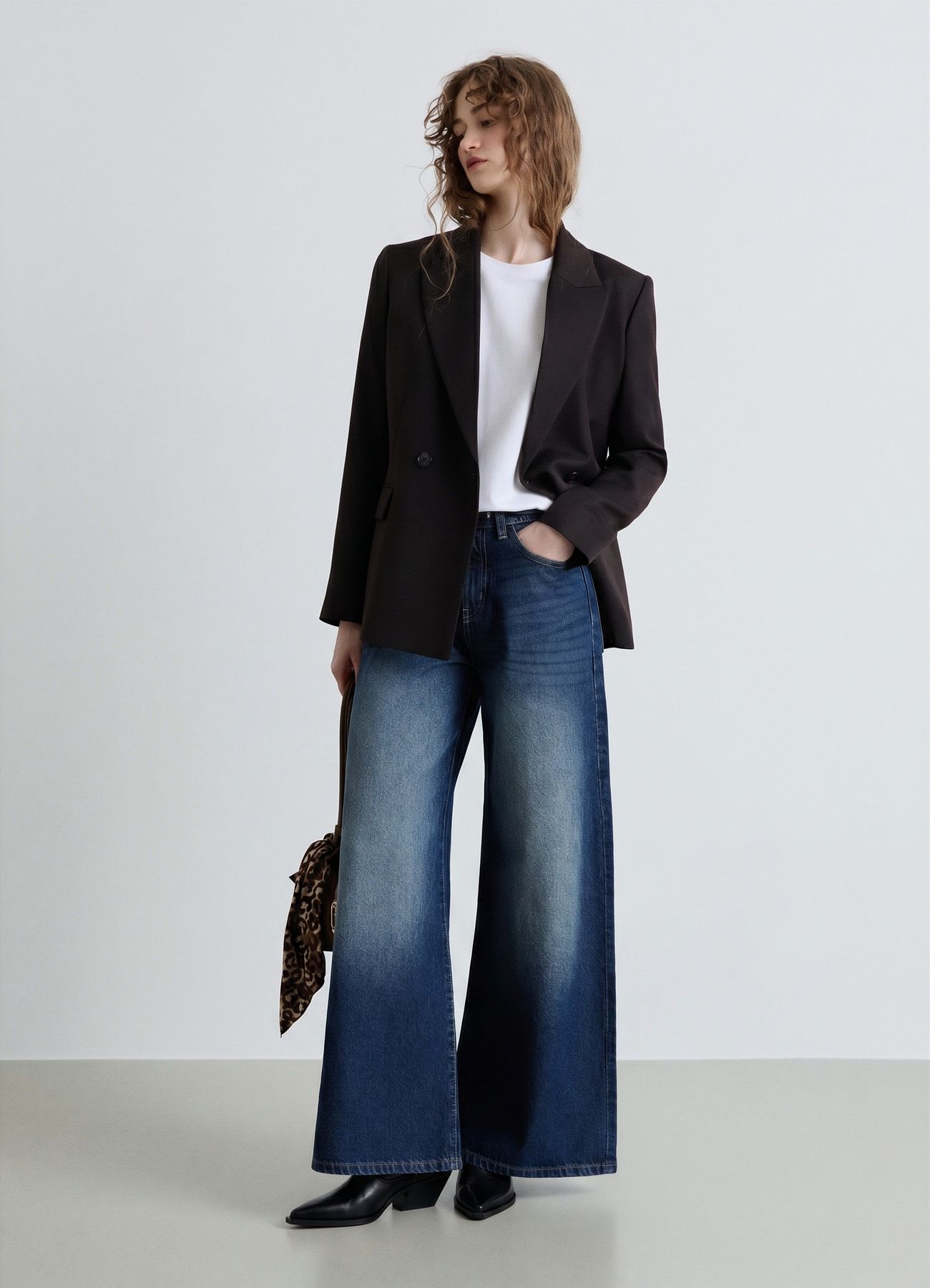 Jeans wide leg a vita bassa