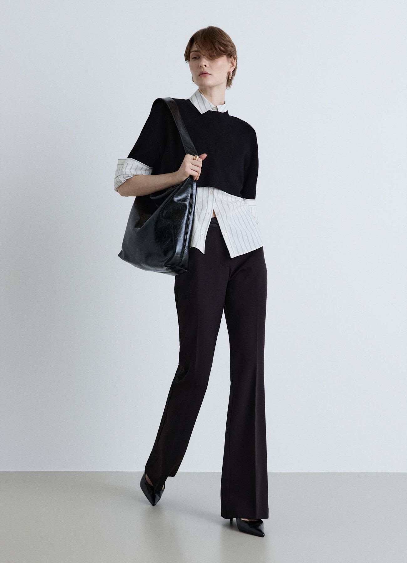 Maglia over crop a tinta unita